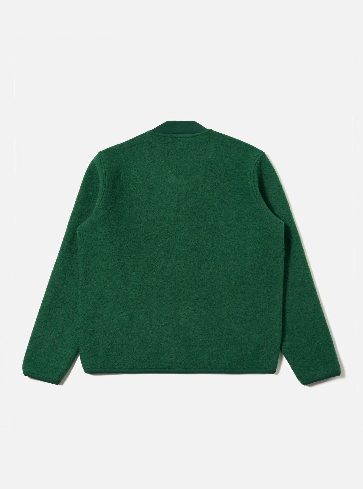 Green Wool Fleece Zip Bomber