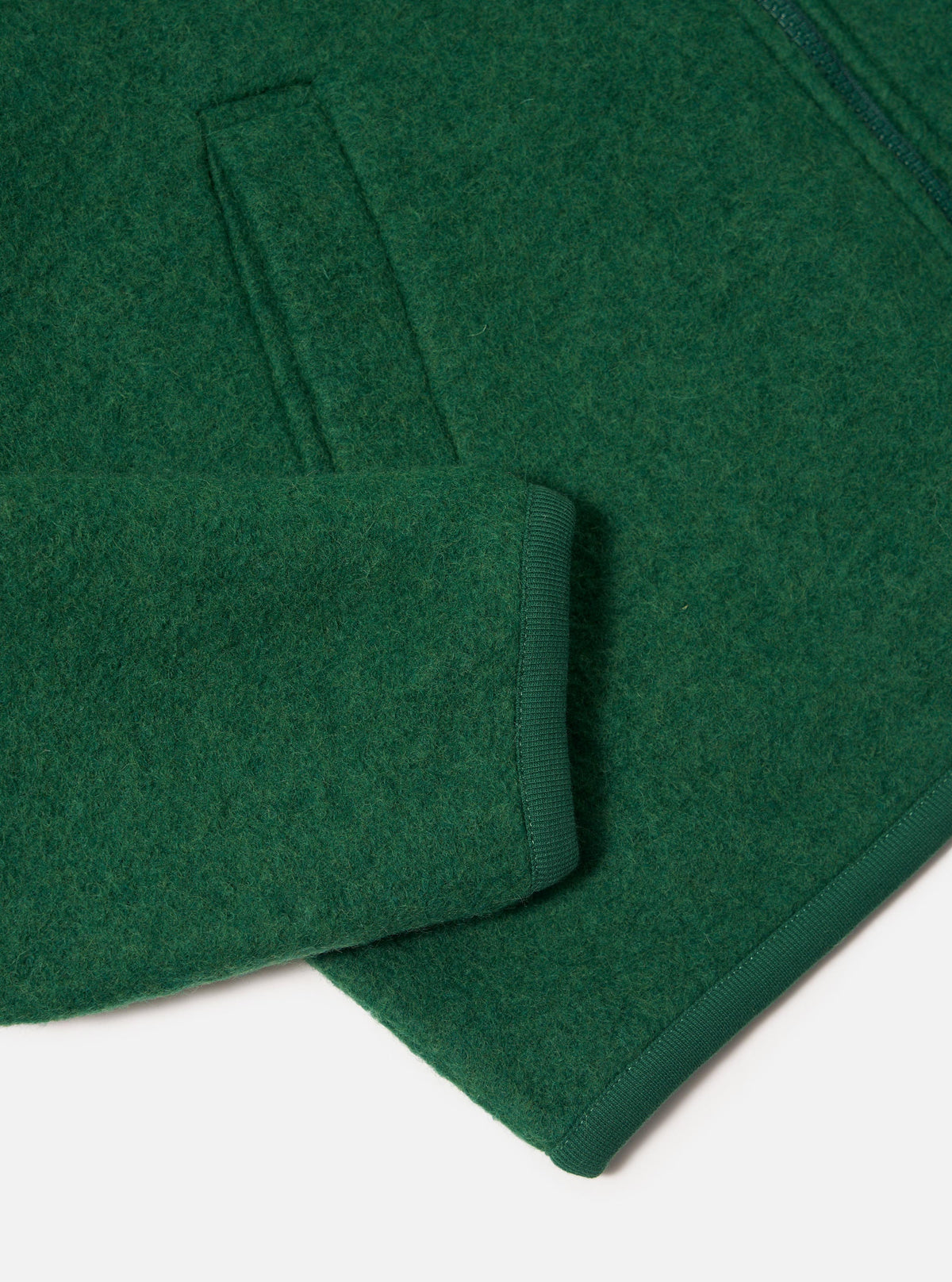 Green Wool Fleece Zip Bomber