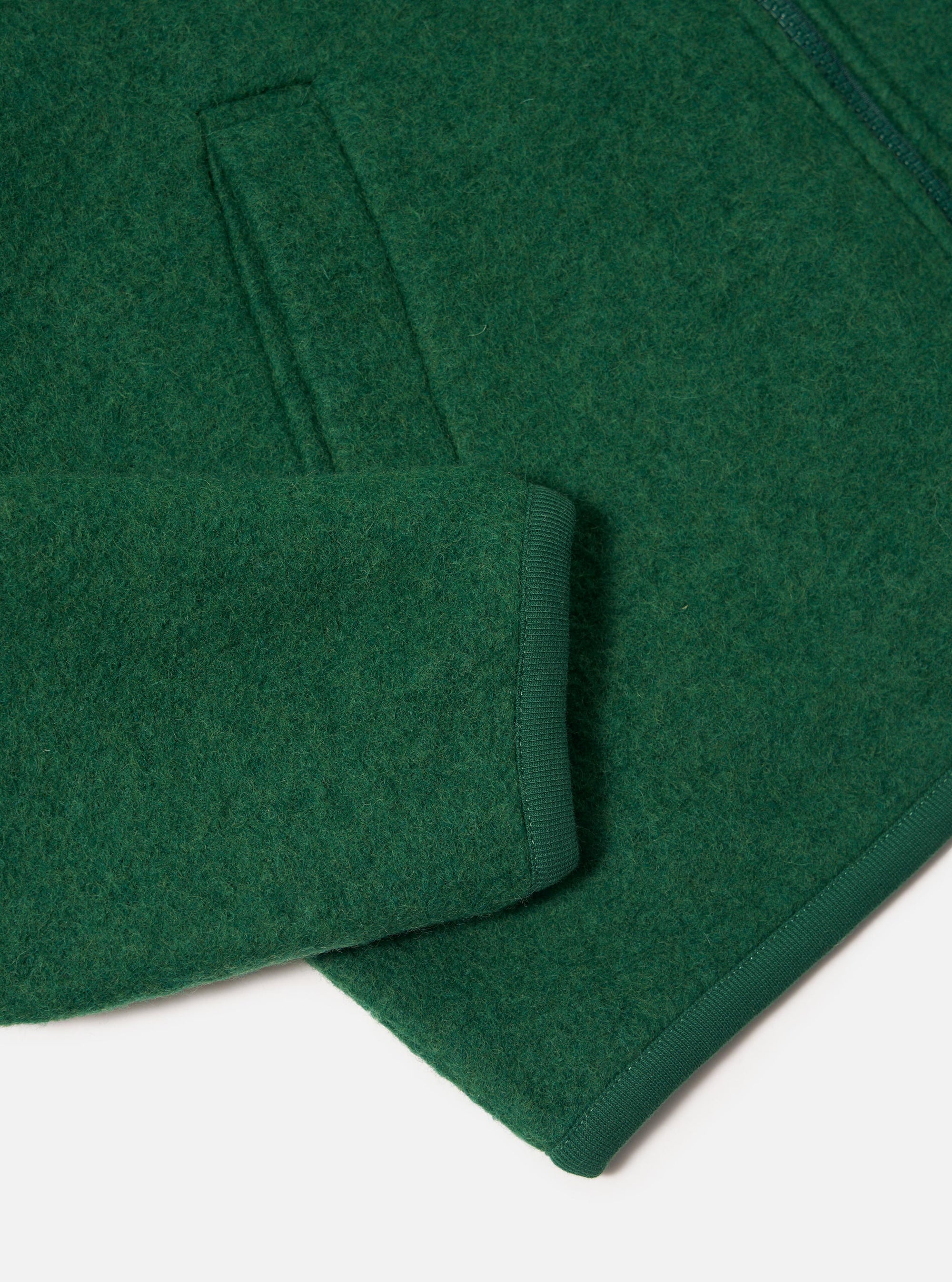 Green Wool Fleece Zip Bomber