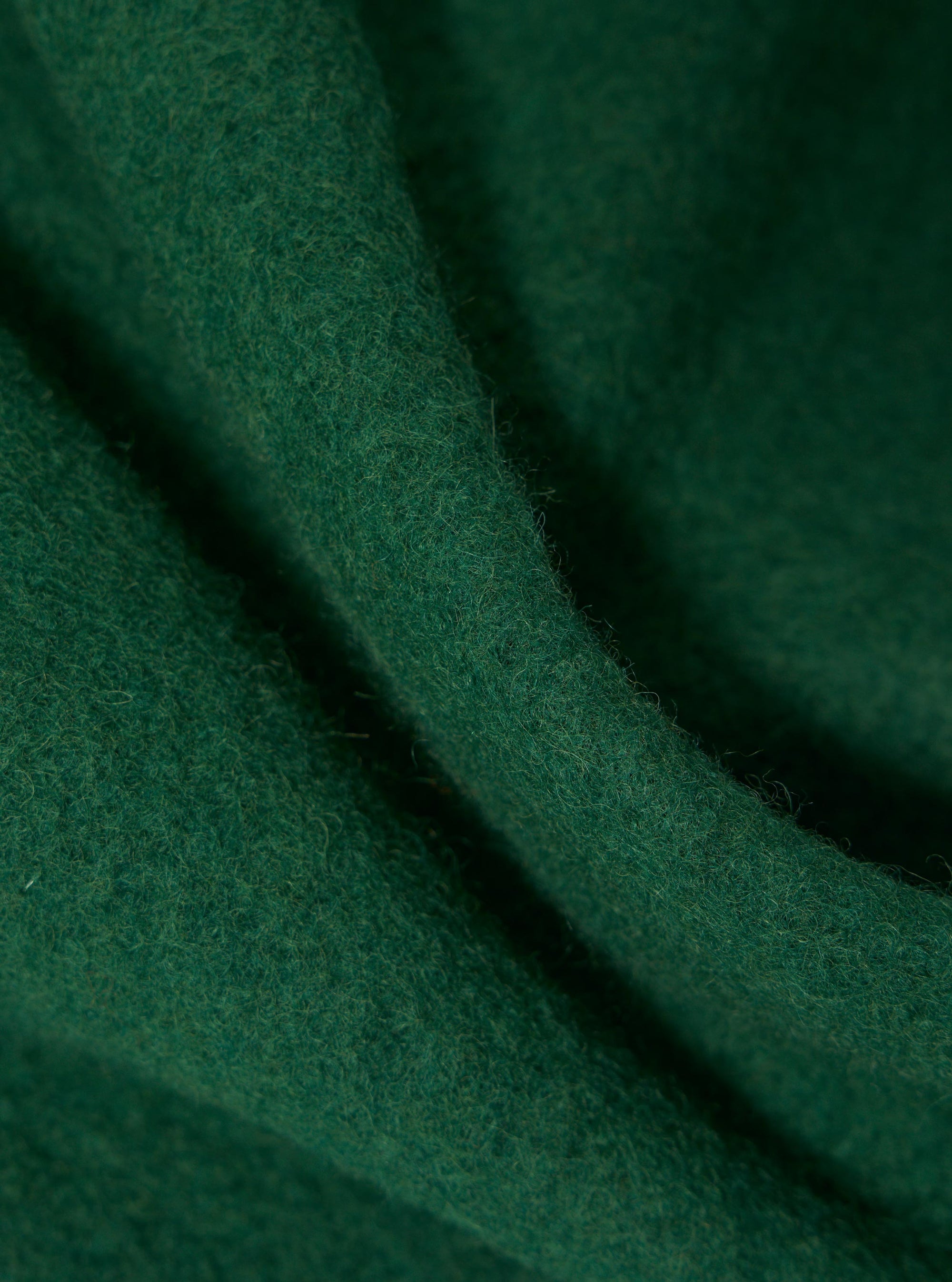 Green Wool Fleece Zip Bomber