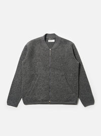 Grey Marl Wool Fleece Zip Bomber