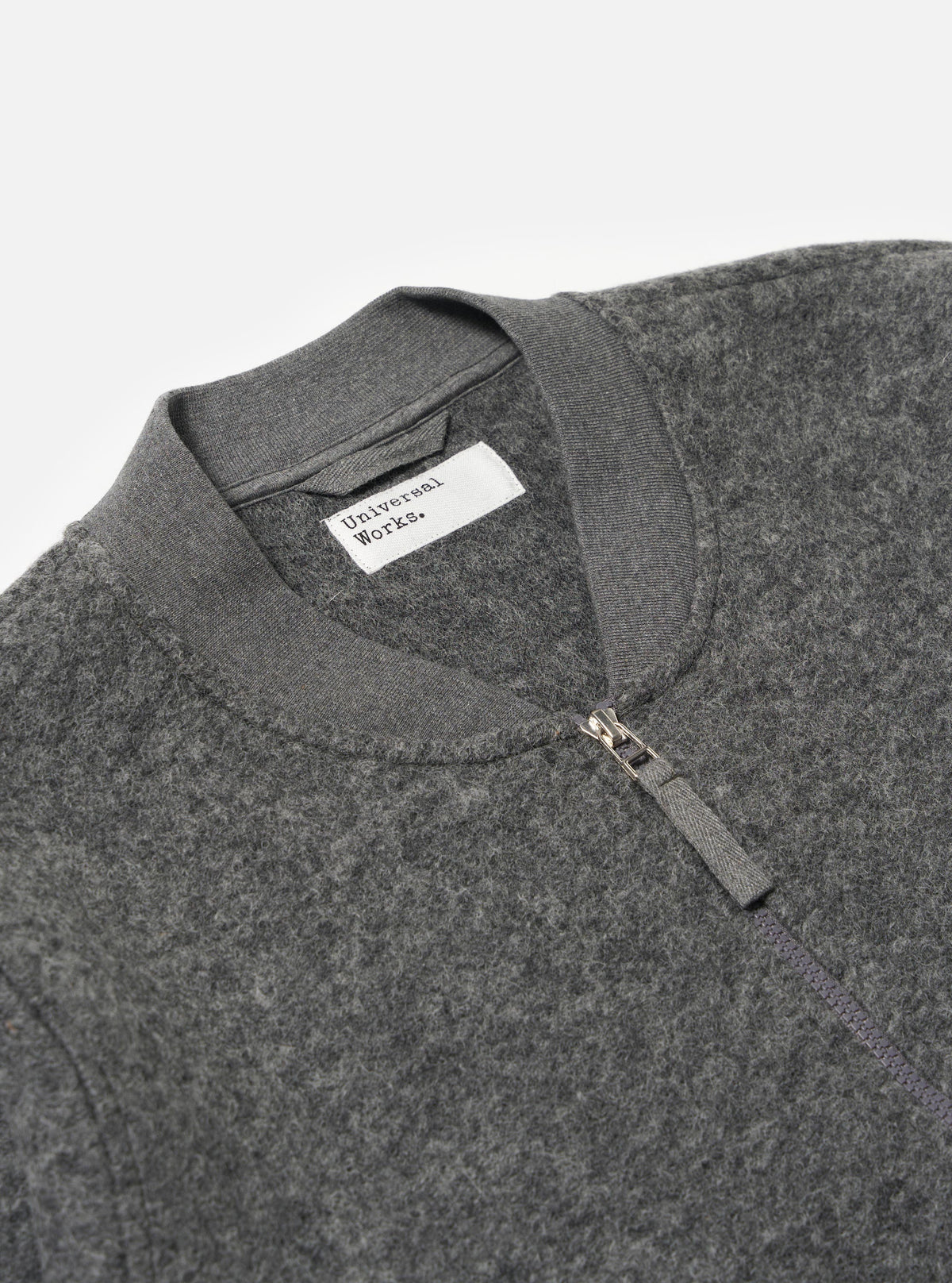 Grey Marl Wool Fleece Zip Bomber
