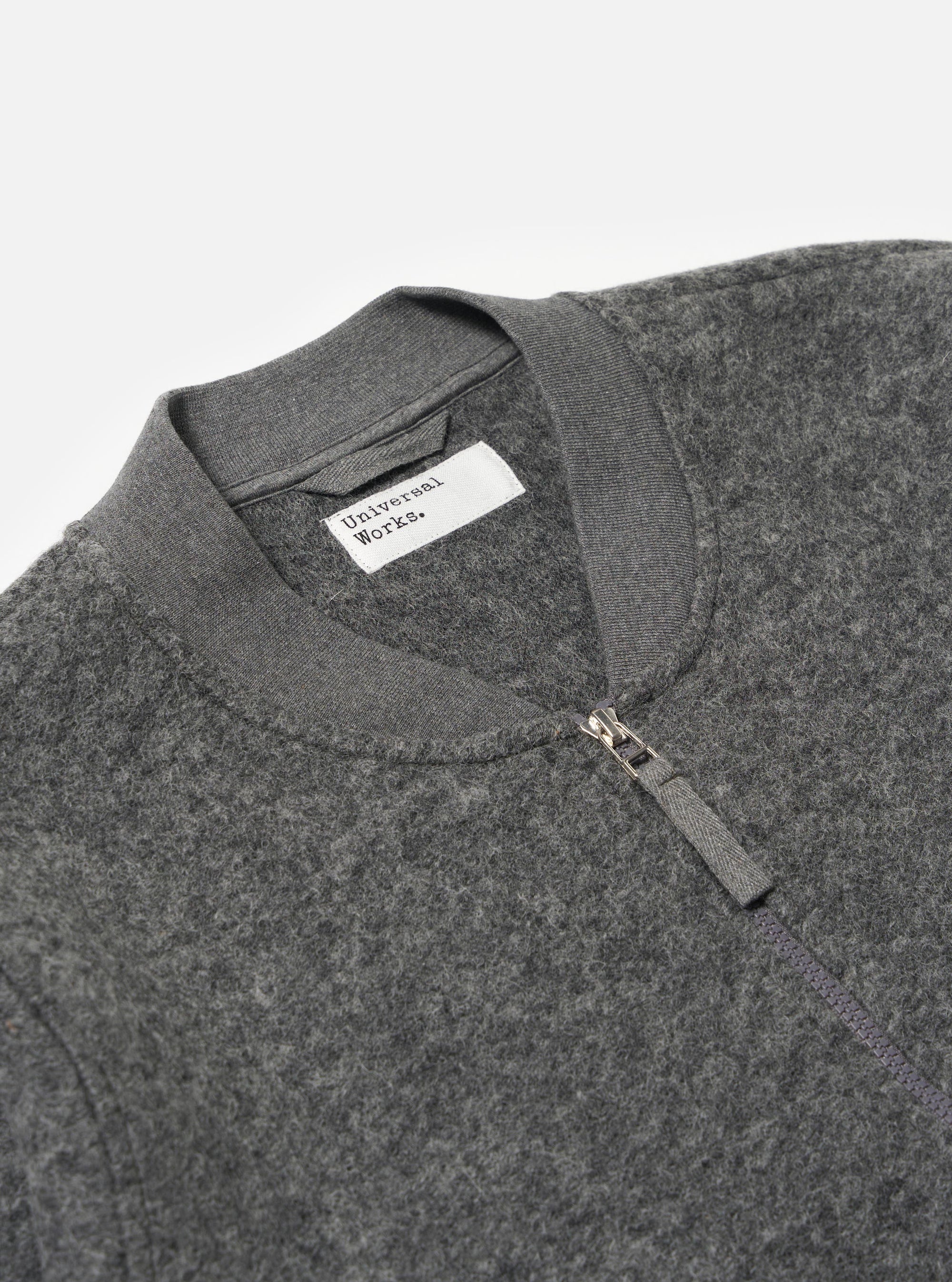 Grey Marl Wool Fleece Zip Bomber