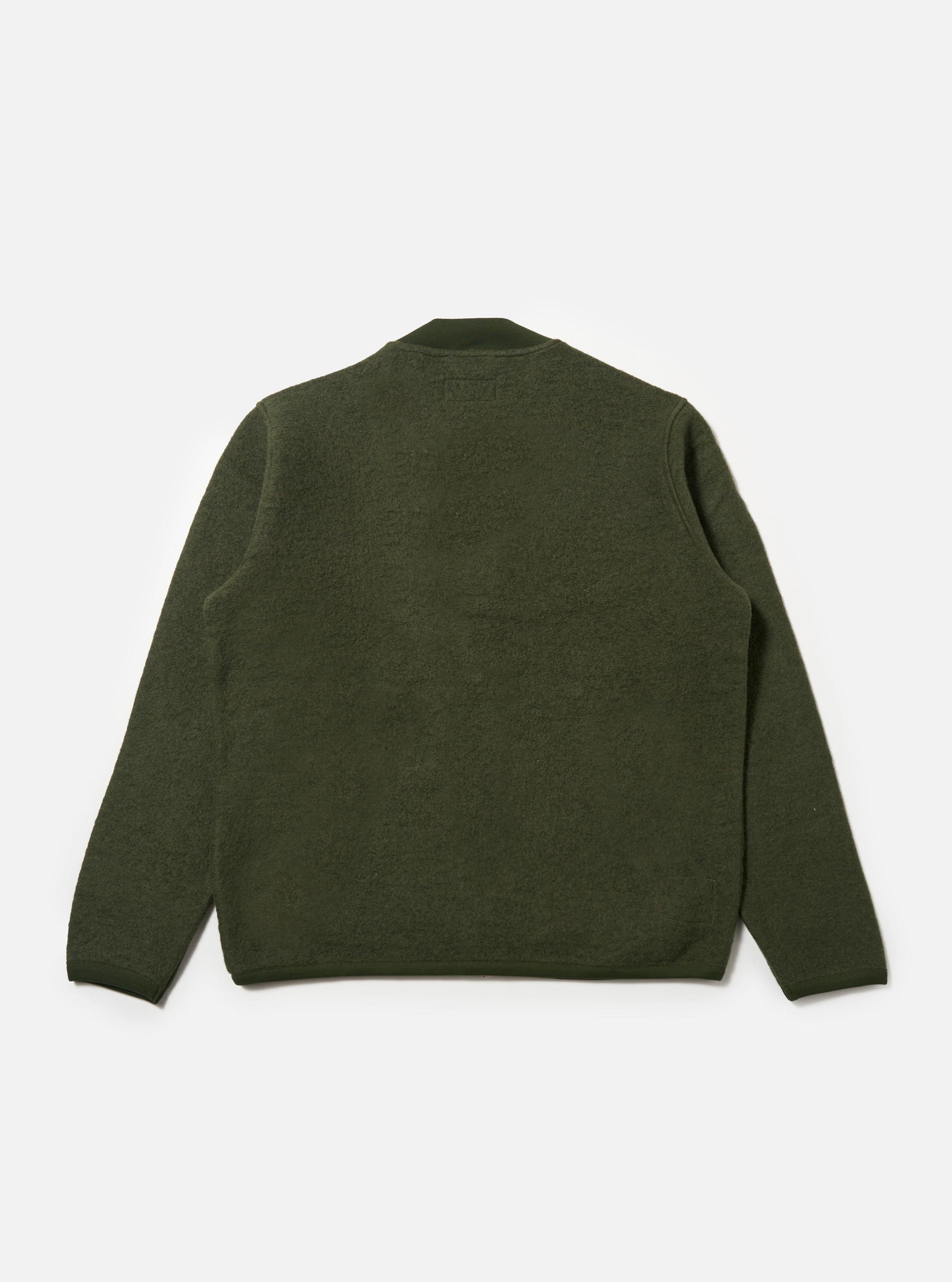 Olive Wool Fleece Zip Bomber