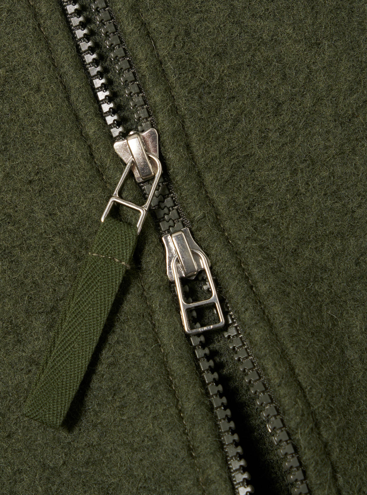 Olive Wool Fleece Zip Bomber