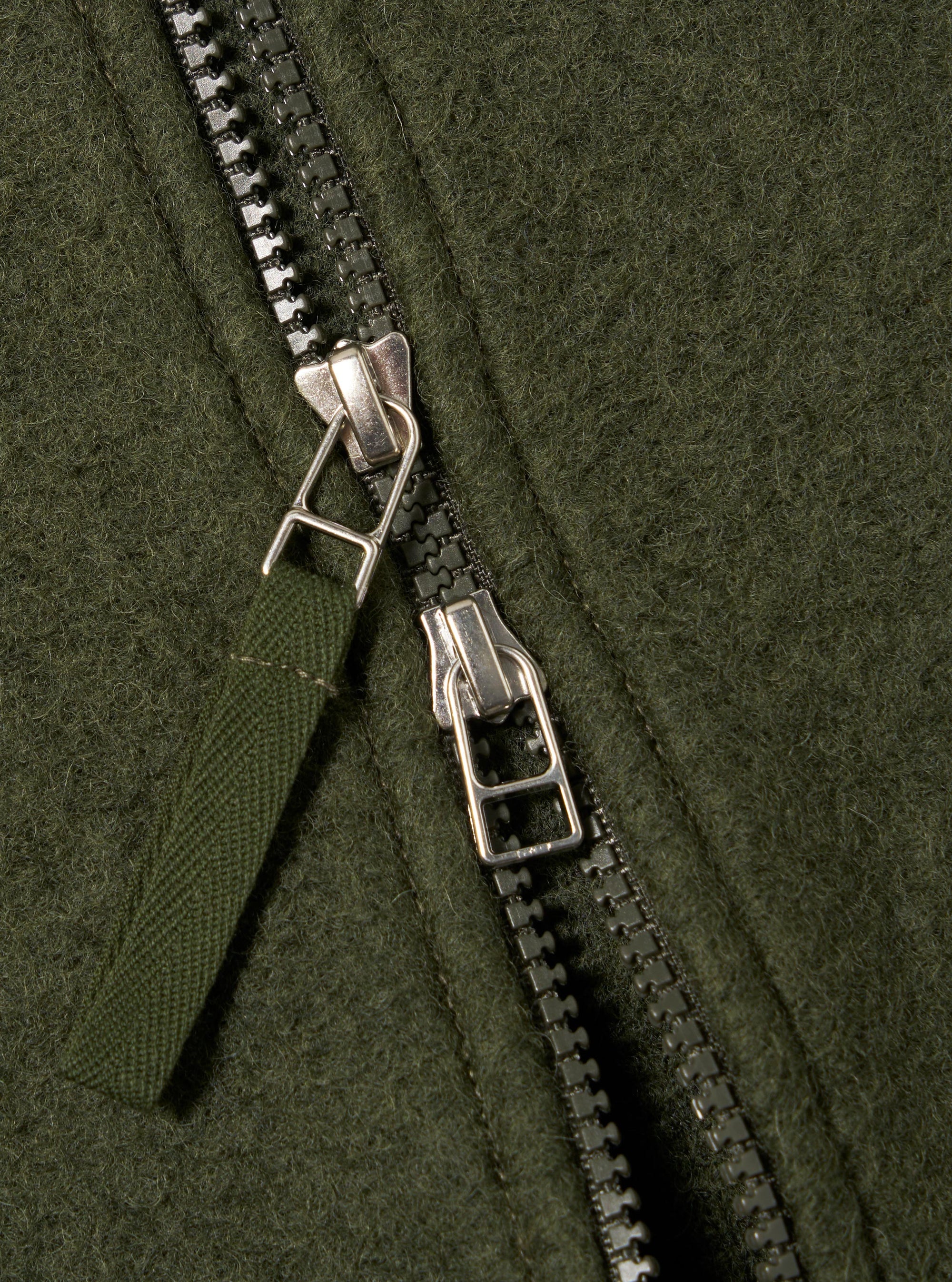 Olive Wool Fleece Zip Bomber