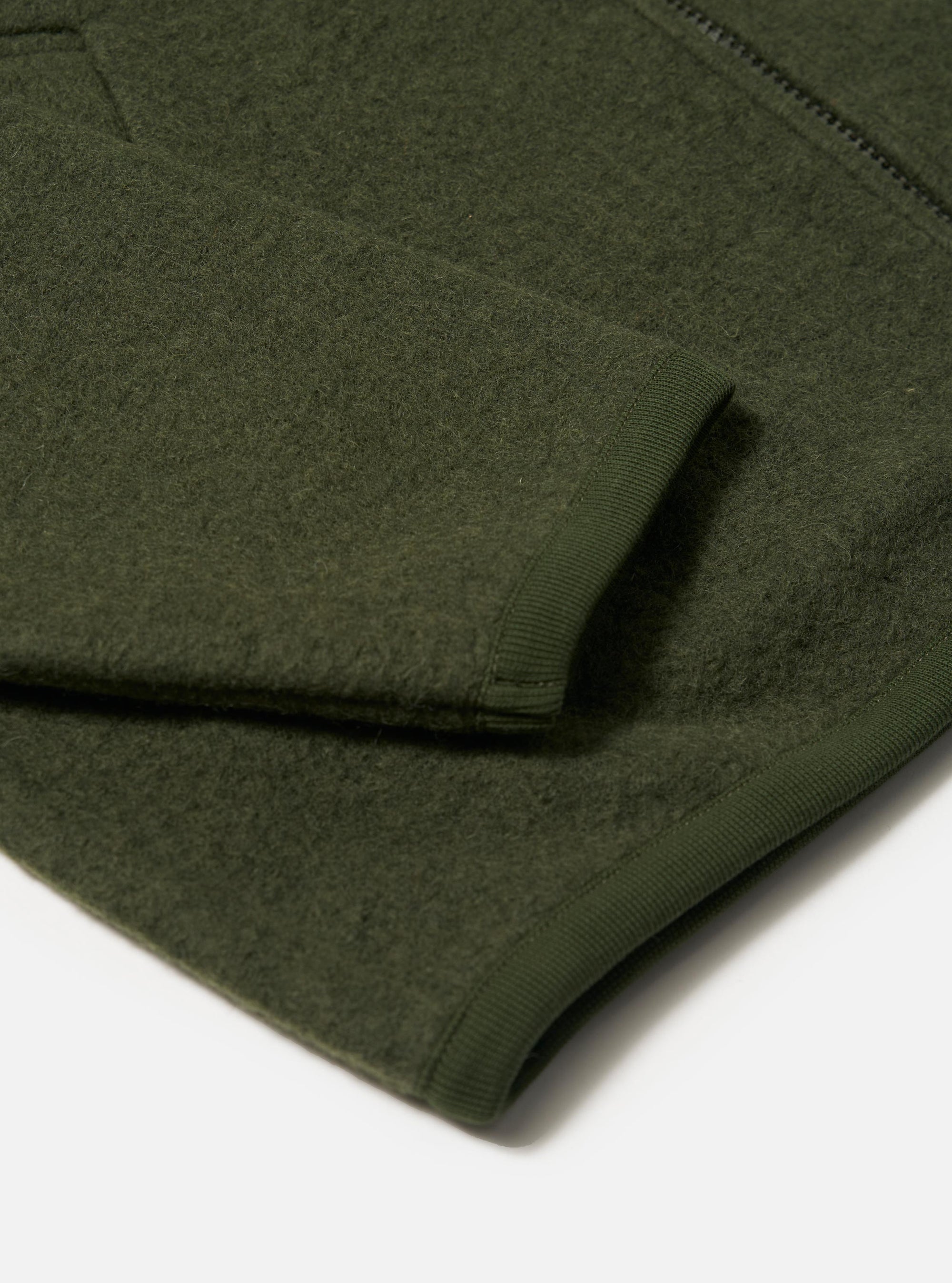 Olive Wool Fleece Zip Bomber