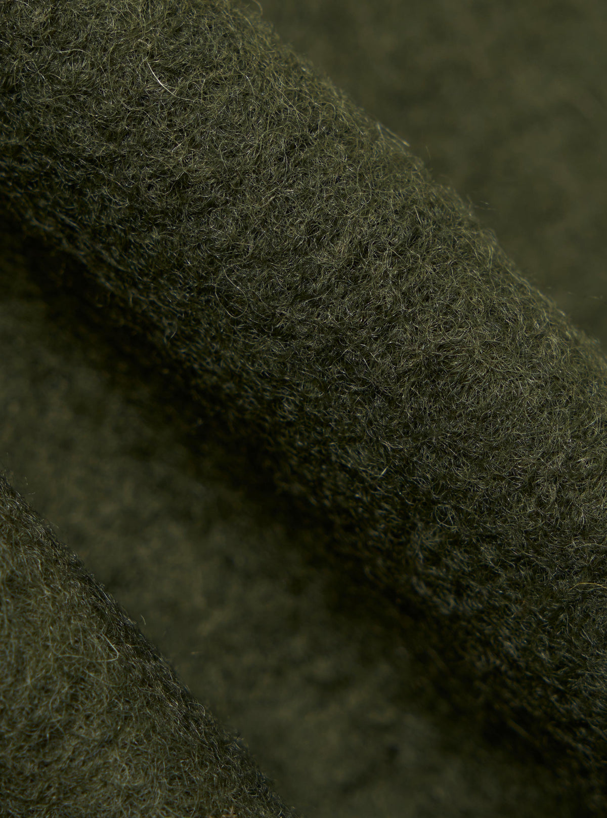Olive Wool Fleece Zip Bomber