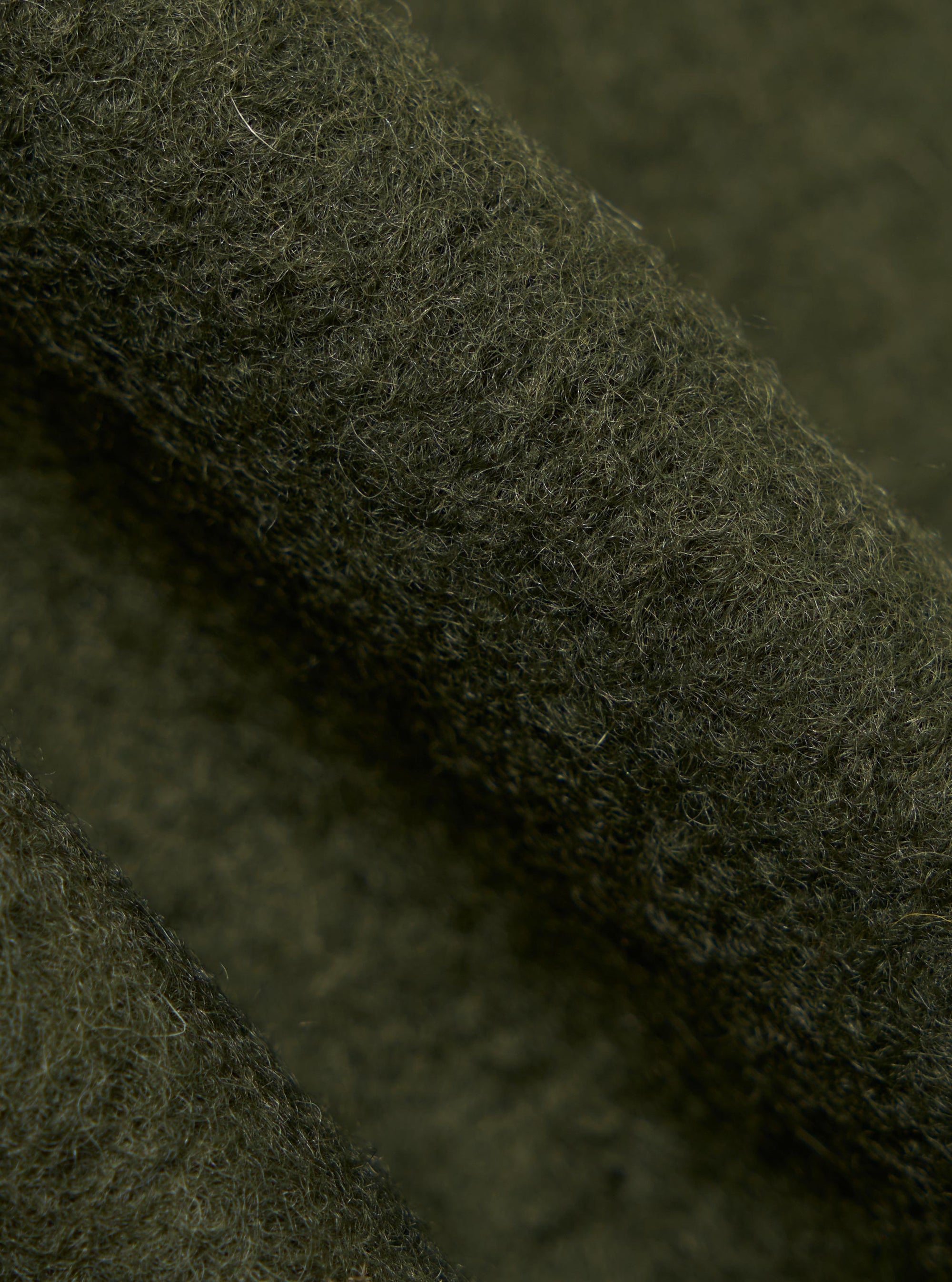 Olive Wool Fleece Zip Bomber