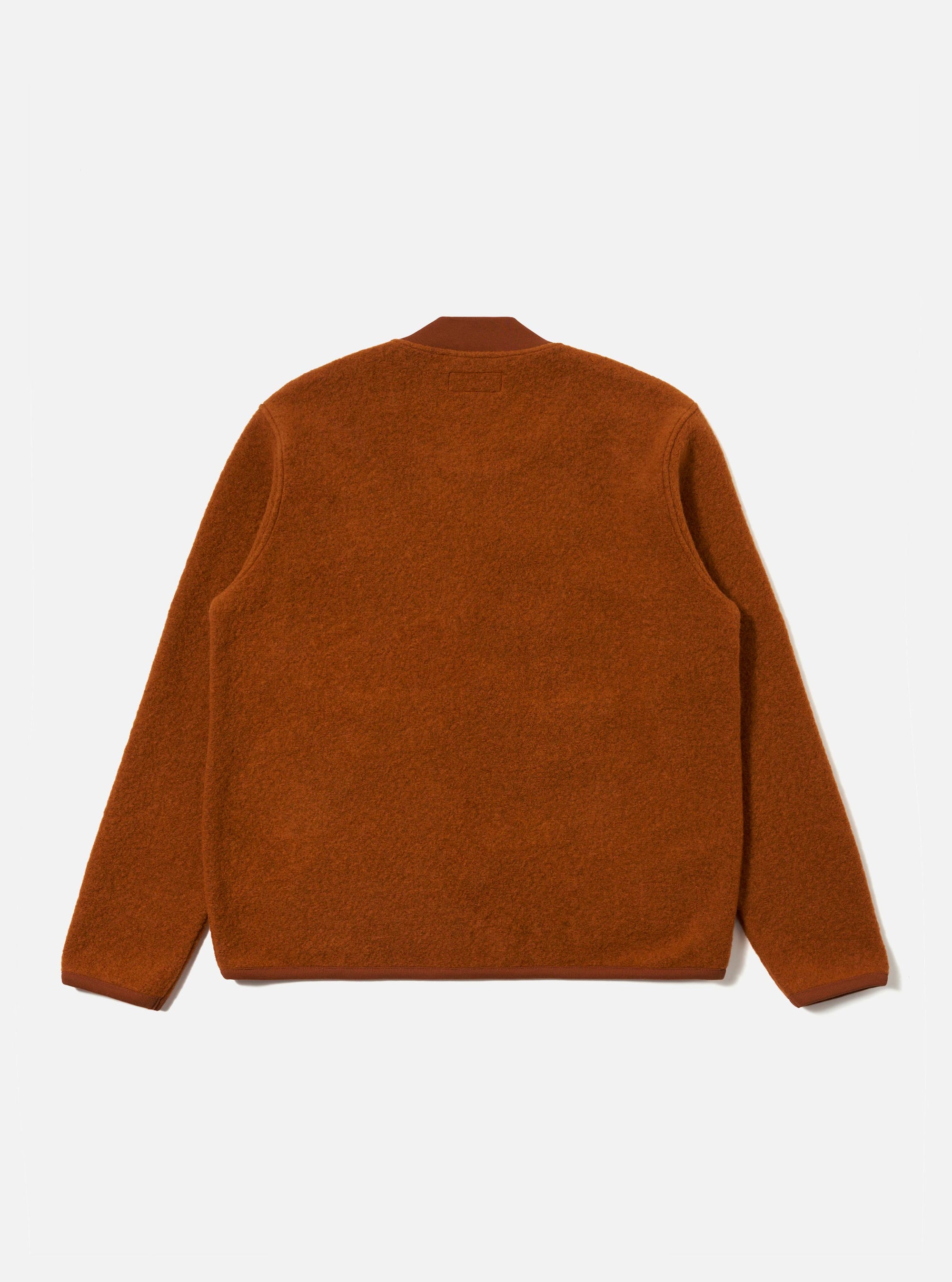 Rust Wool Fleece Zip Bomber