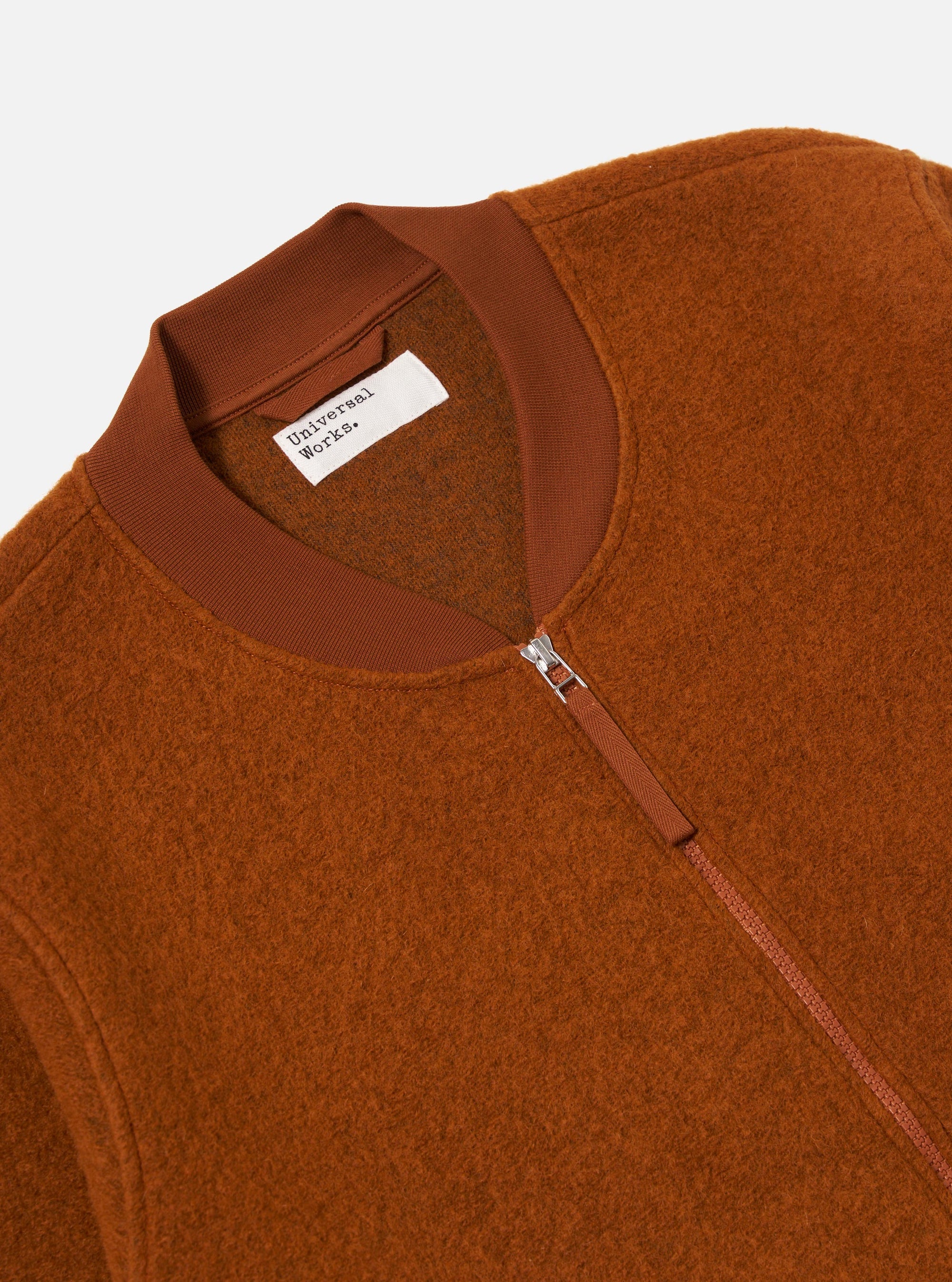 Rust Wool Fleece Zip Bomber