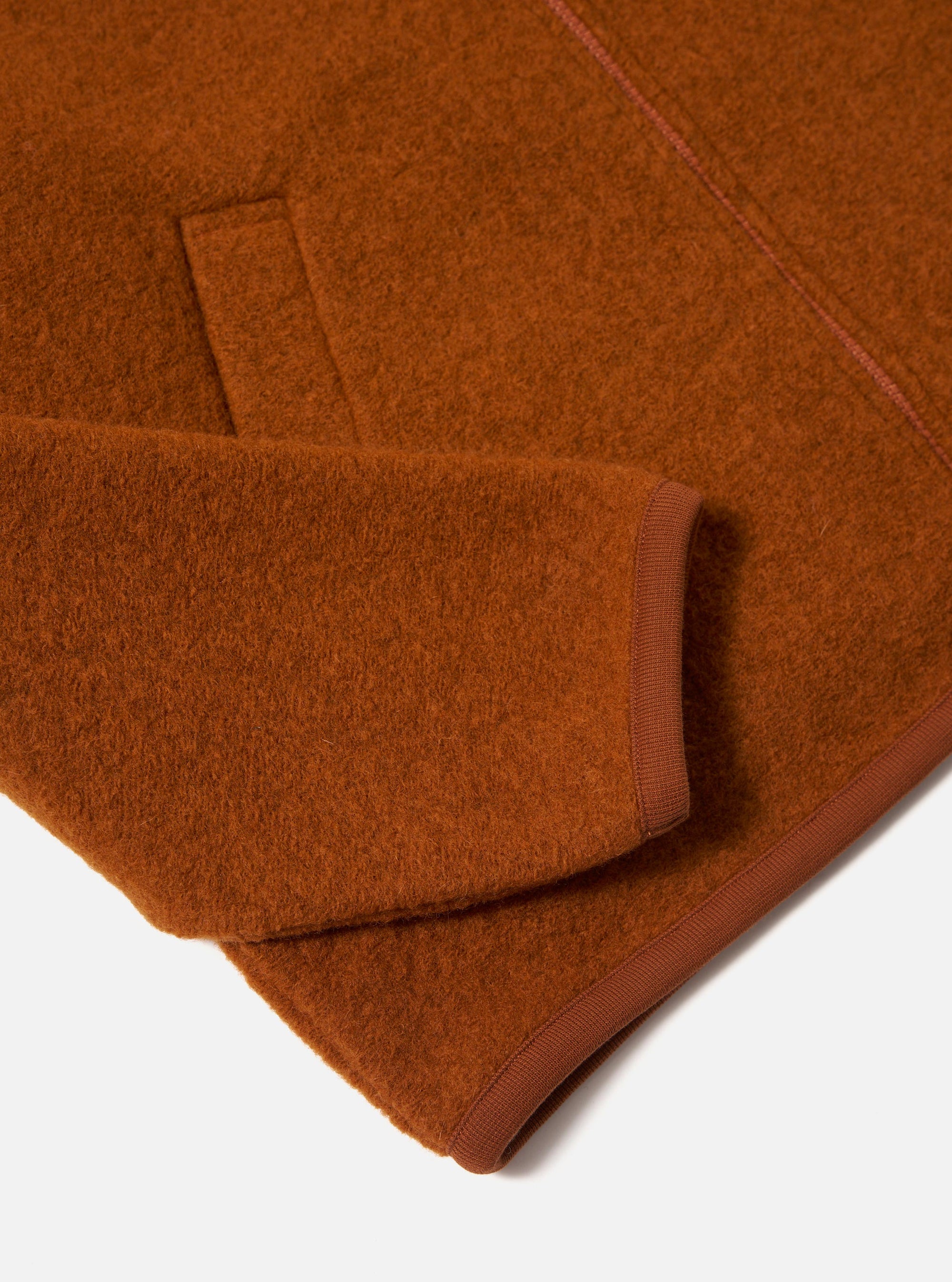 Rust Wool Fleece Zip Bomber