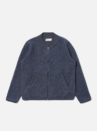 Slate Blue Wool Fleece Zip Bomber