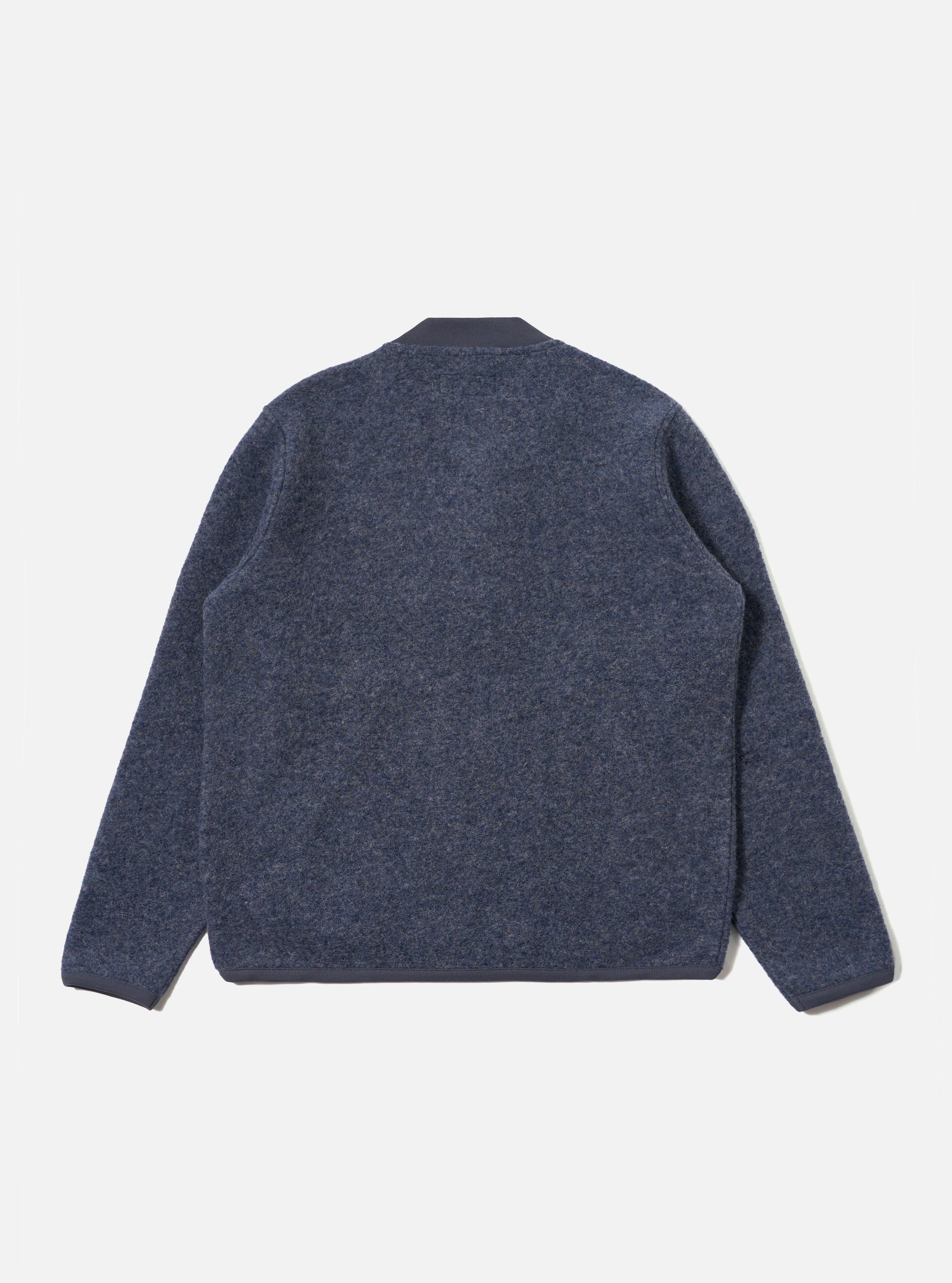 Slate Blue Wool Fleece Zip Bomber