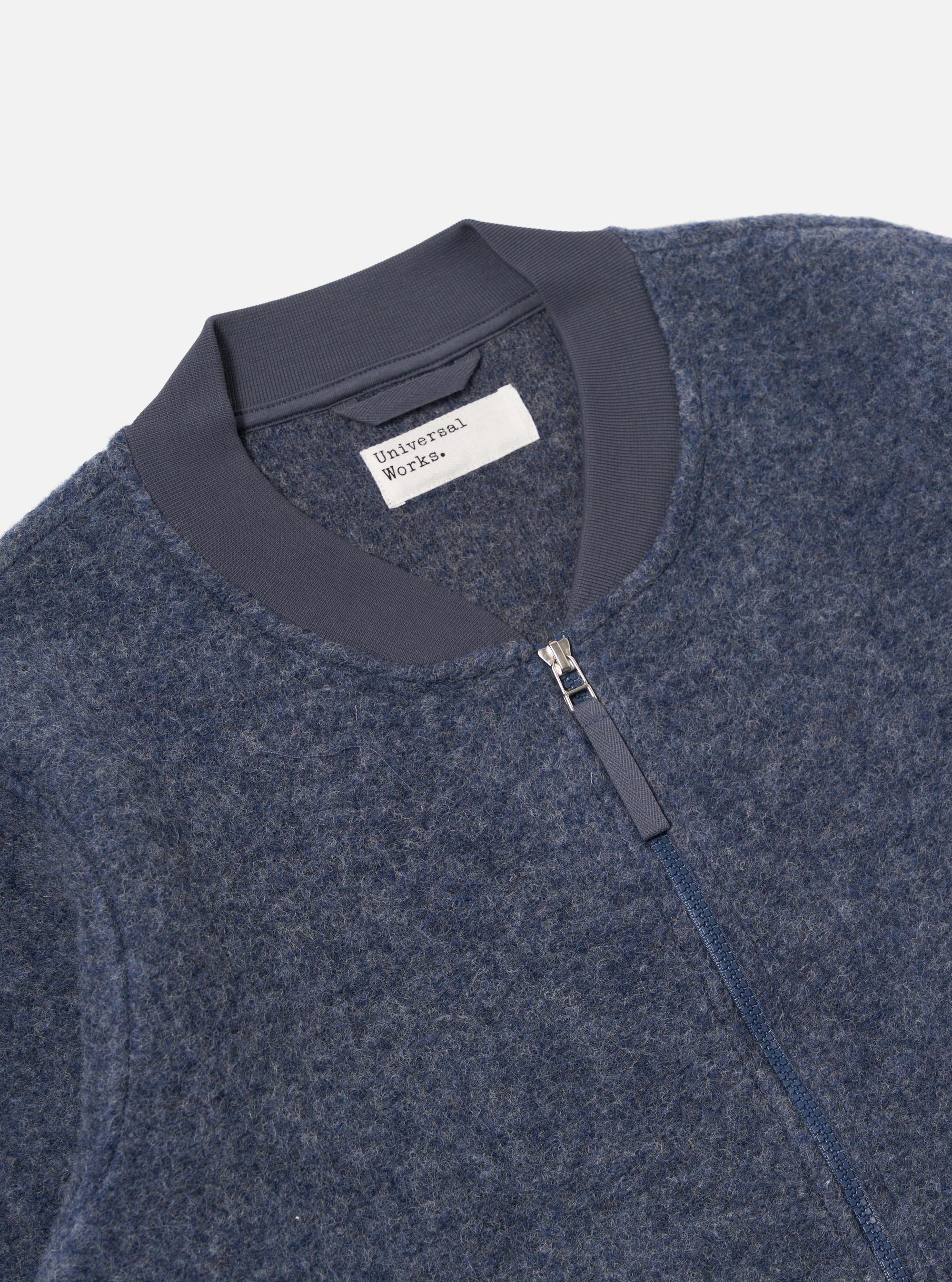 Slate Blue Wool Fleece Zip Bomber
