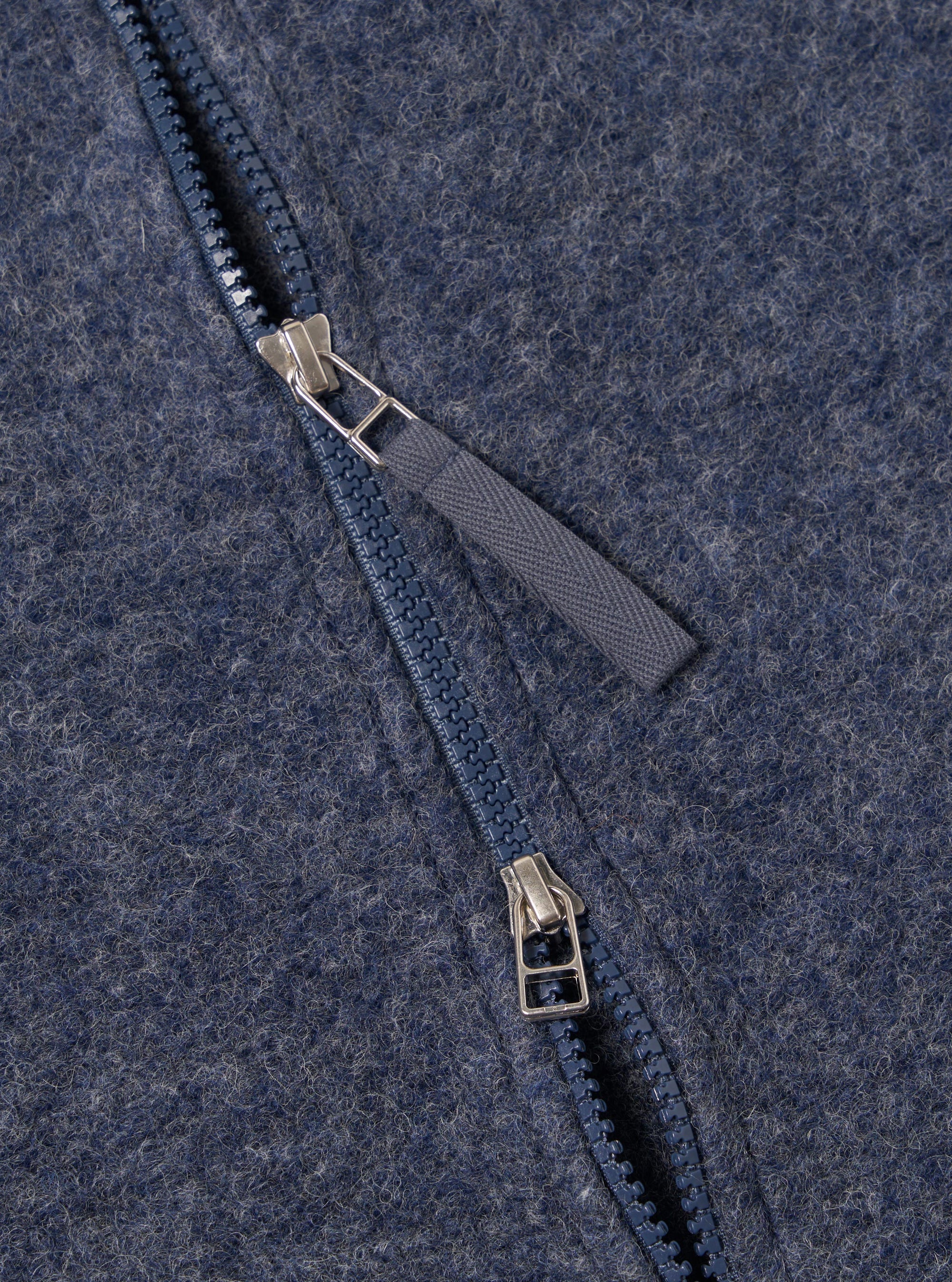 Slate Blue Wool Fleece Zip Bomber