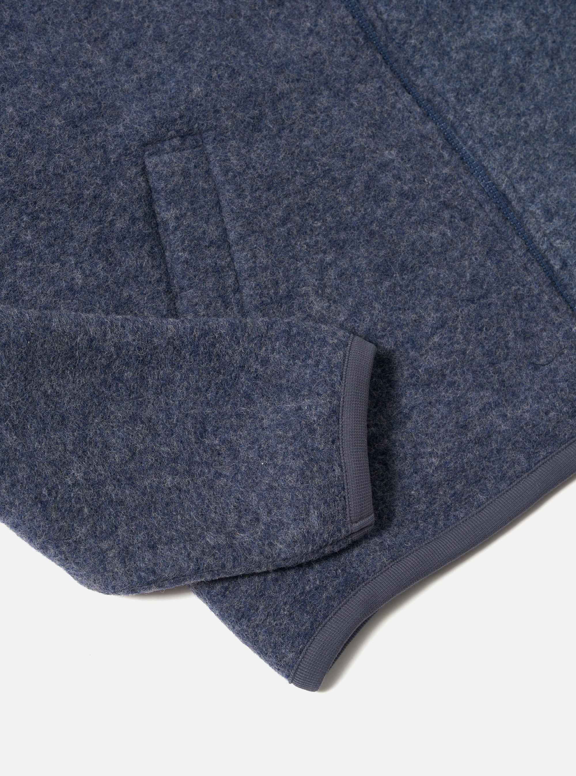Slate Blue Wool Fleece Zip Bomber