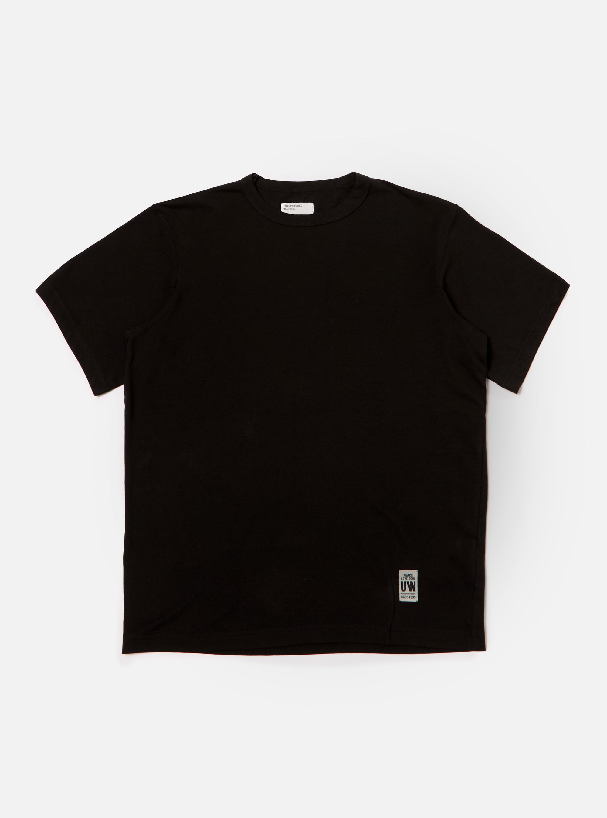 Universal Works Core Tee in Black Single Jersey