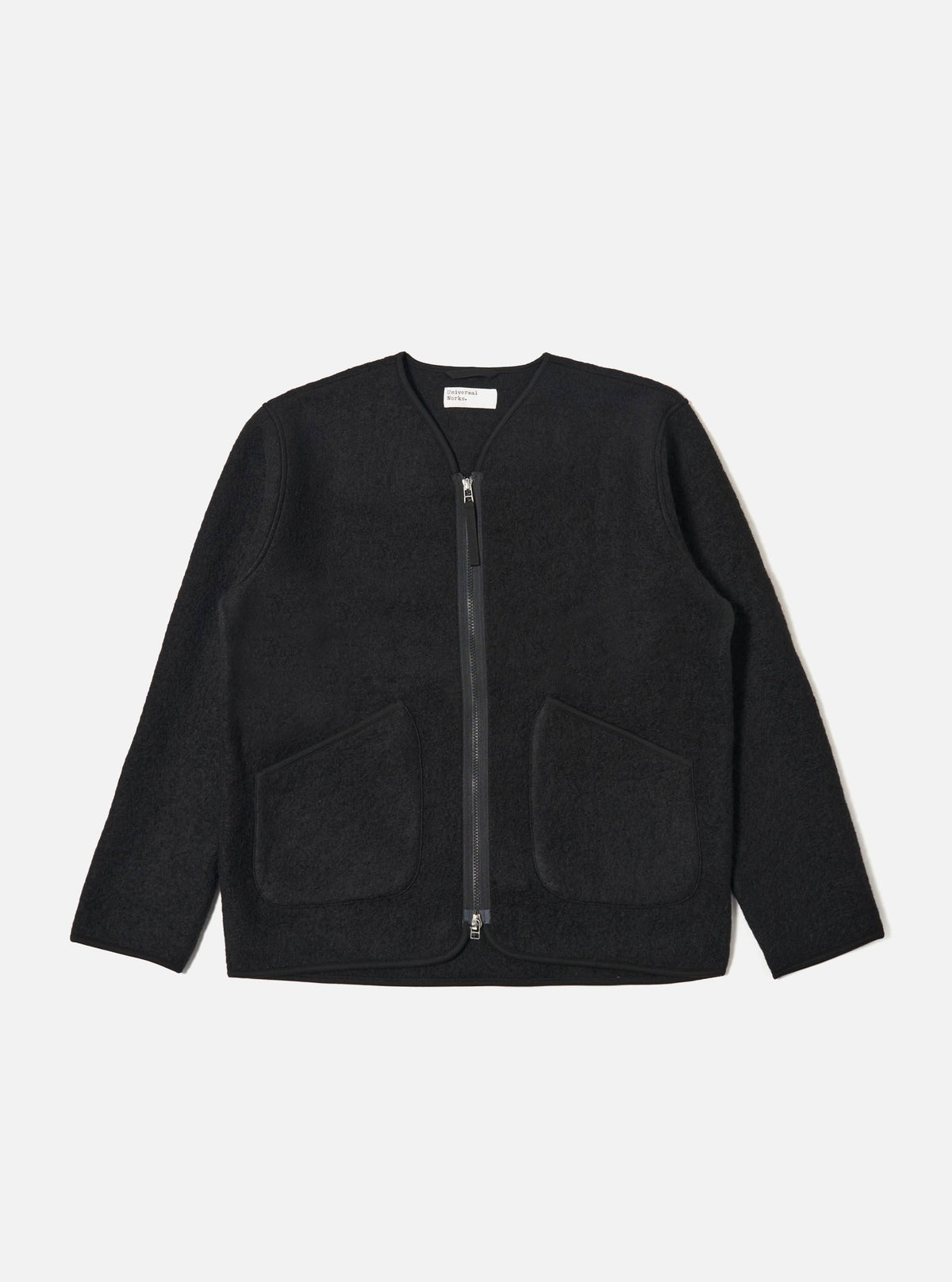 Black Wool Fleece Zip Liner Jacket