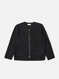 Black Wool Fleece Zip Liner Jacket