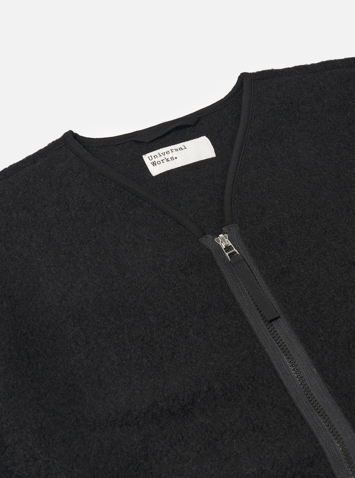 Black Wool Fleece Zip Liner Jacket