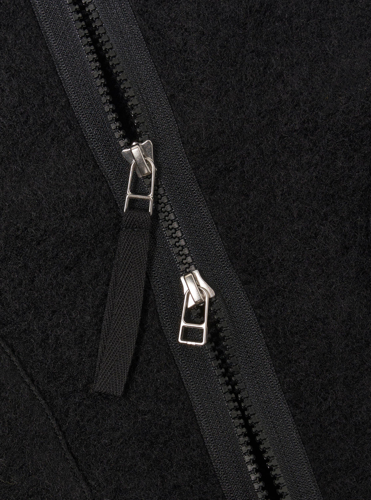 Black Wool Fleece Zip Liner Jacket