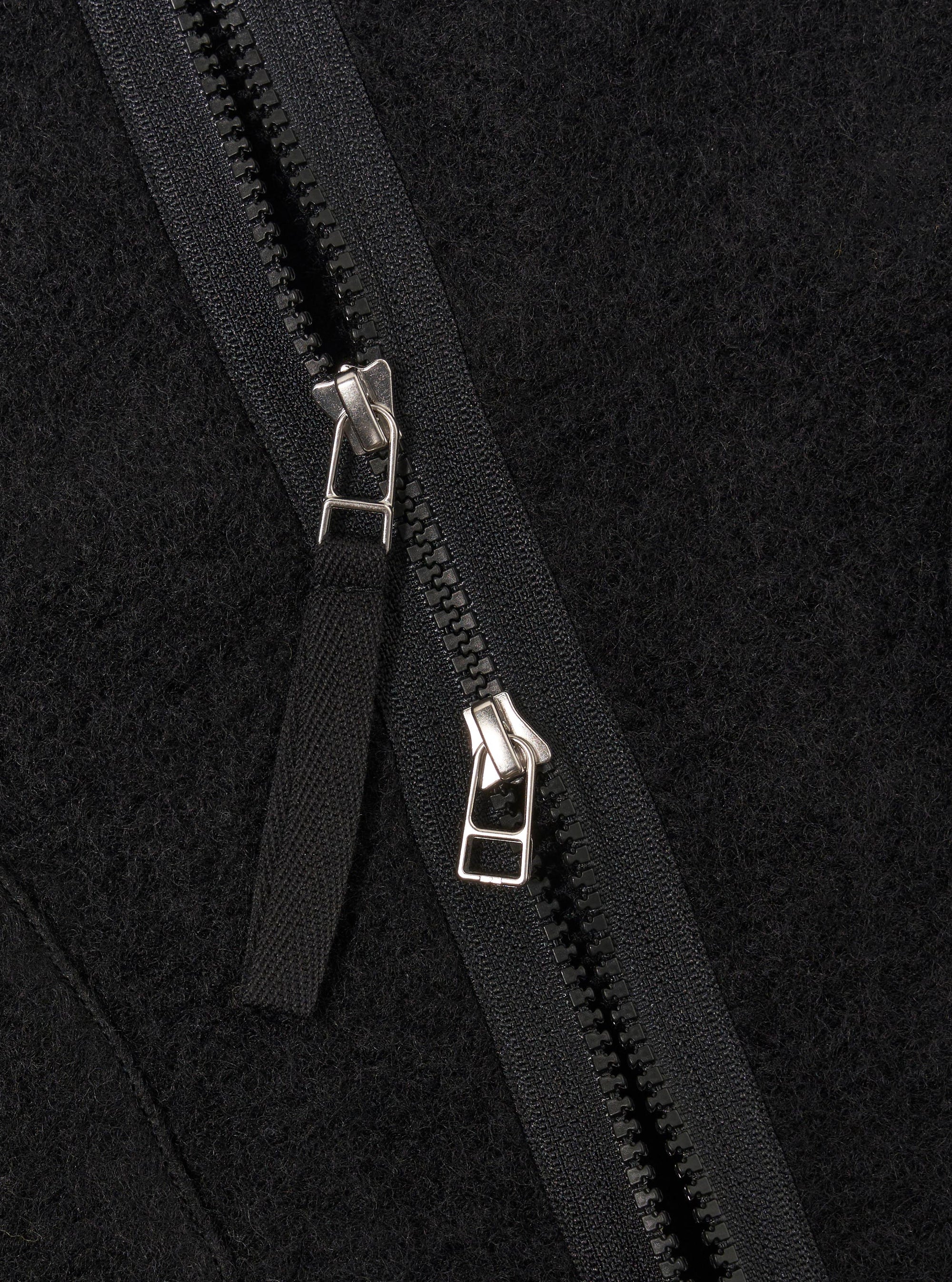 Black Wool Fleece Zip Liner Jacket