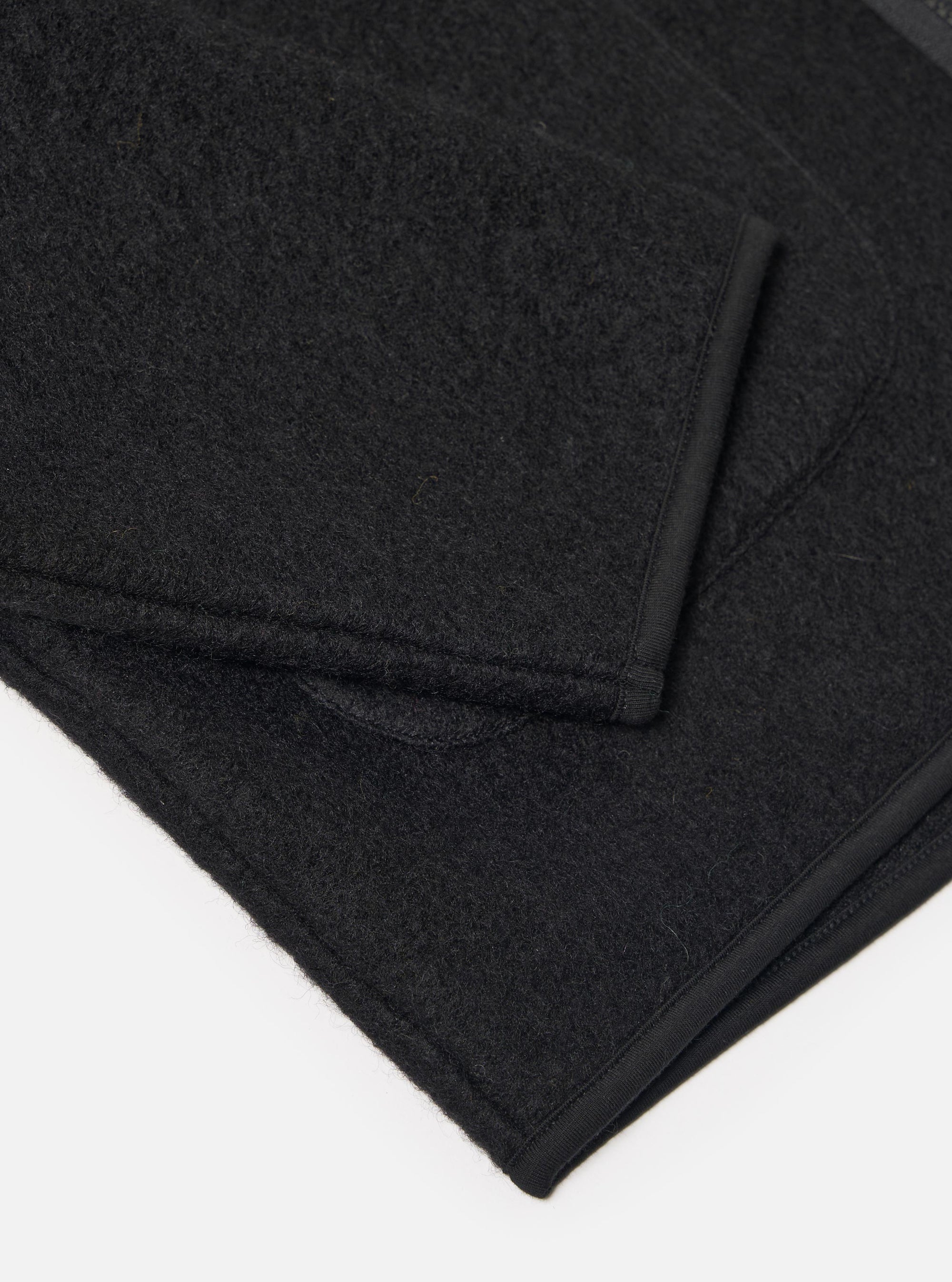 Black Wool Fleece Zip Liner Jacket