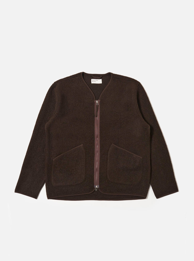 Brown Wool Fleece Zip Liner Jacket