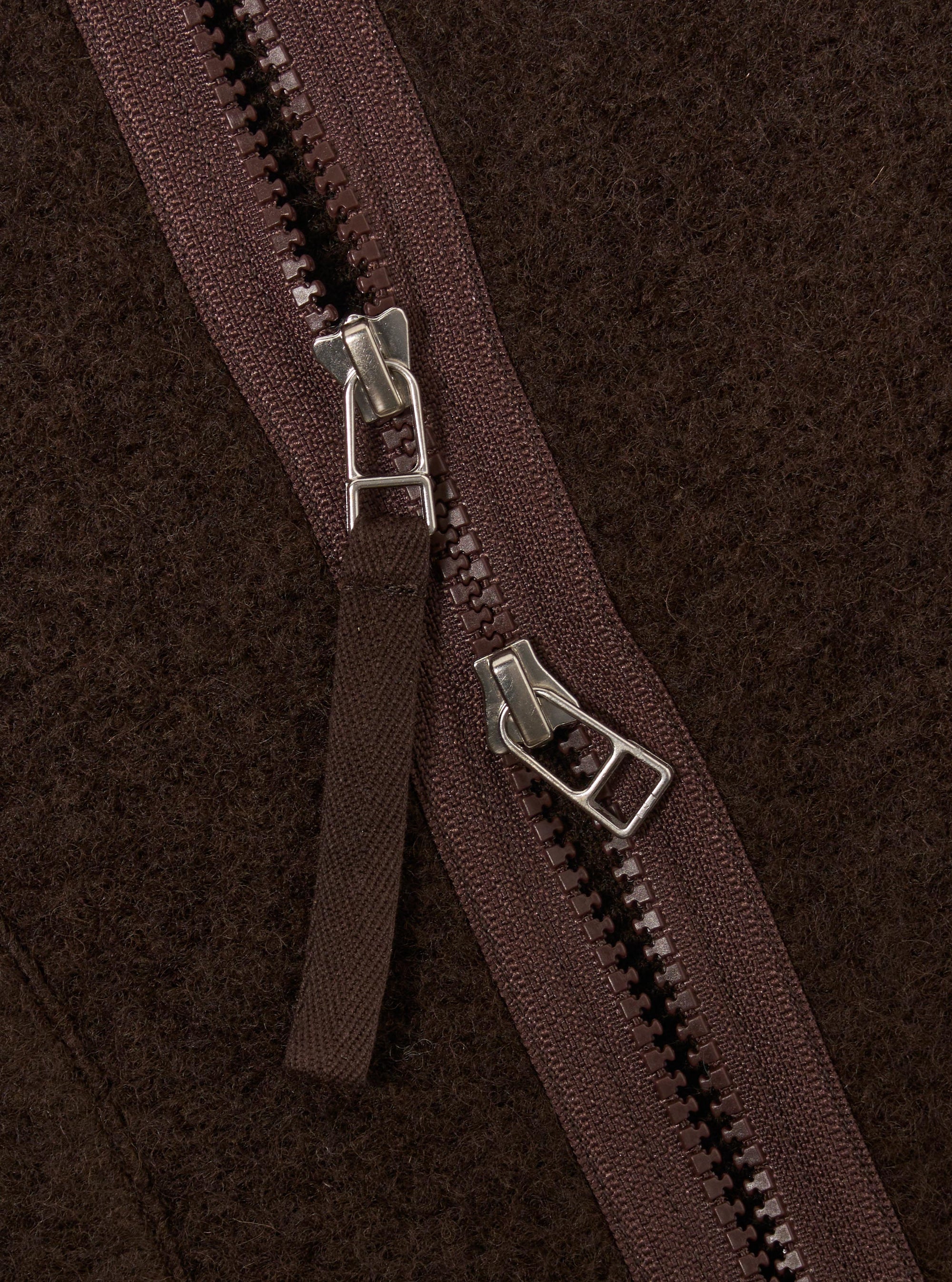 Brown Wool Fleece Zip Liner Jacket