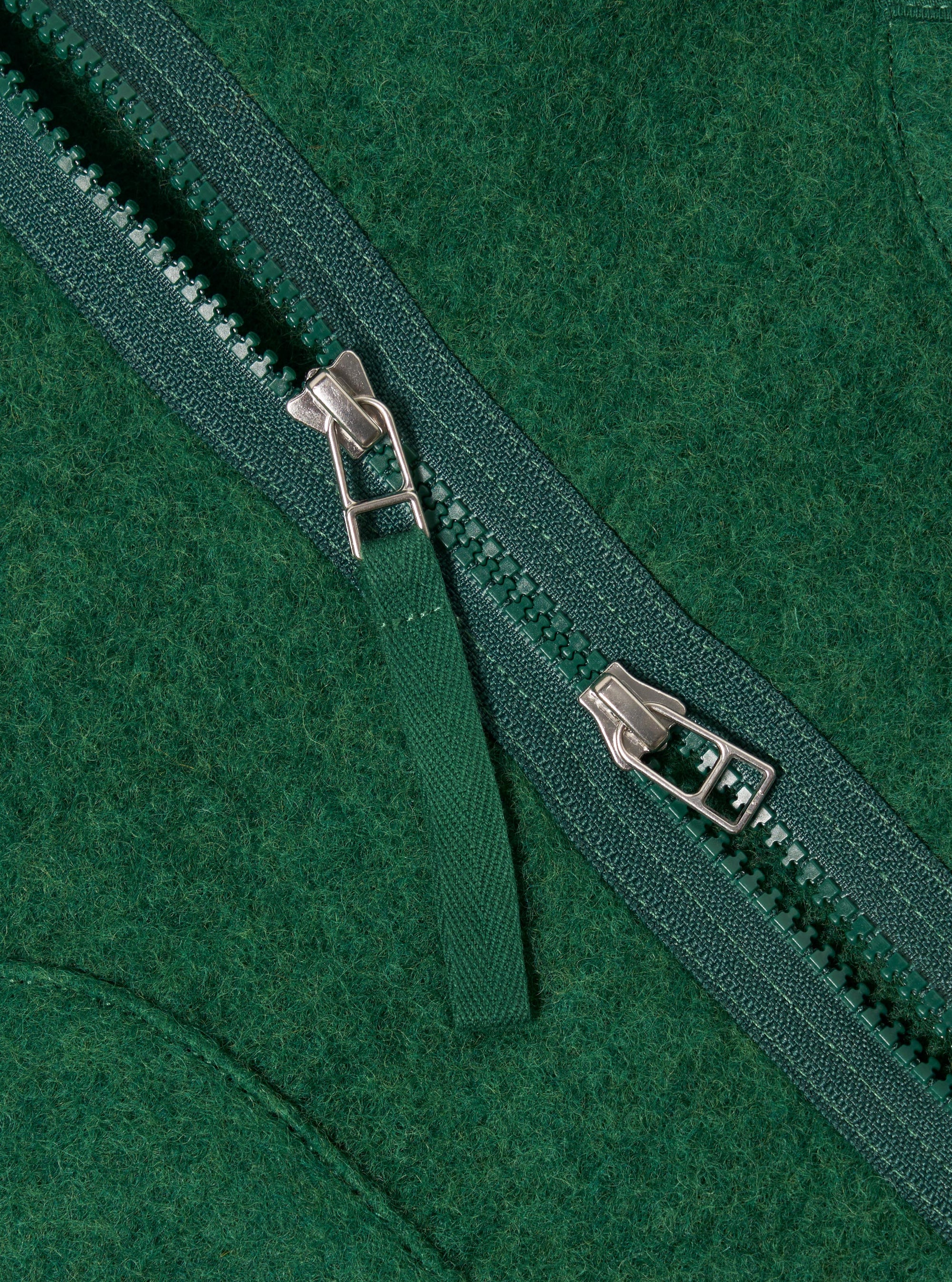 Green Wool Fleece Zip Liner Jacket