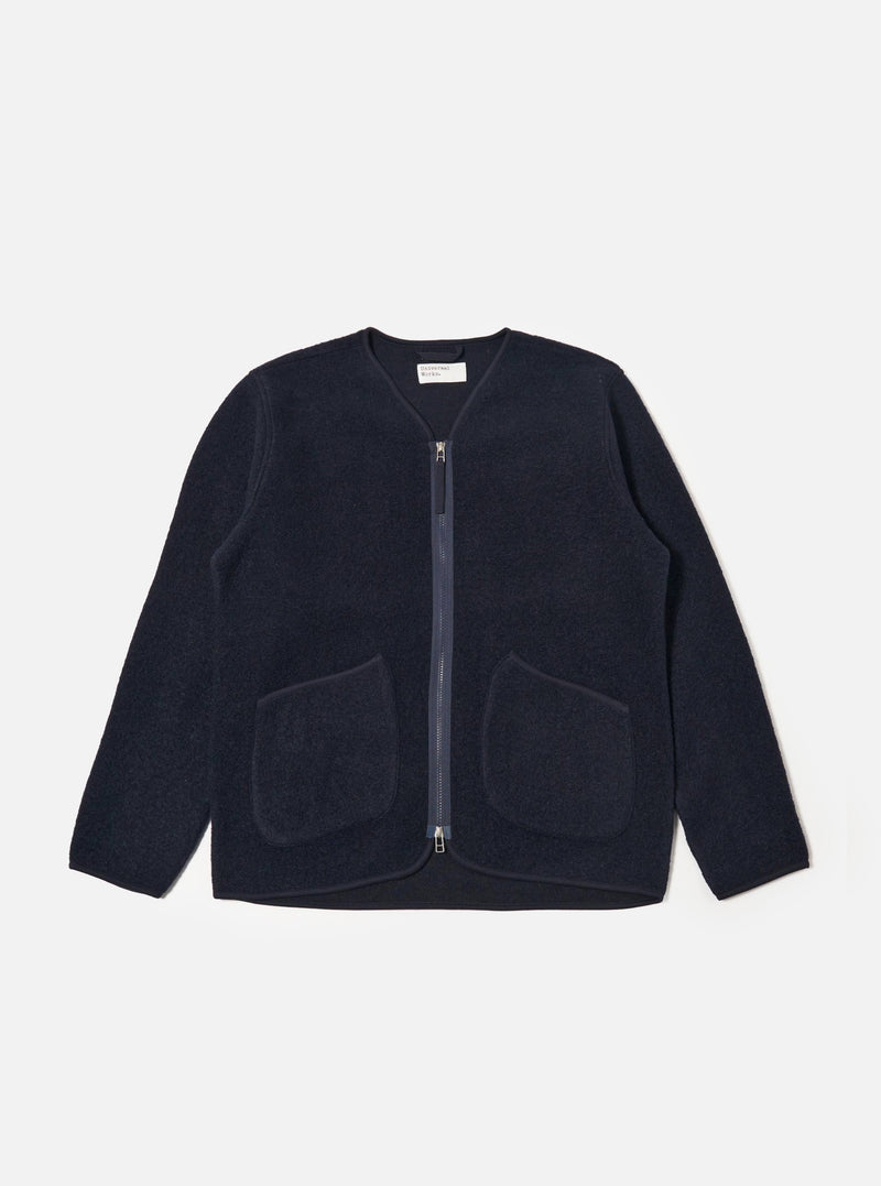 Navy Wool Fleece Zip Liner Jacket