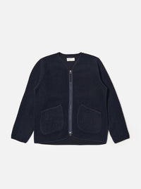 Navy Wool Fleece Zip Liner Jacket