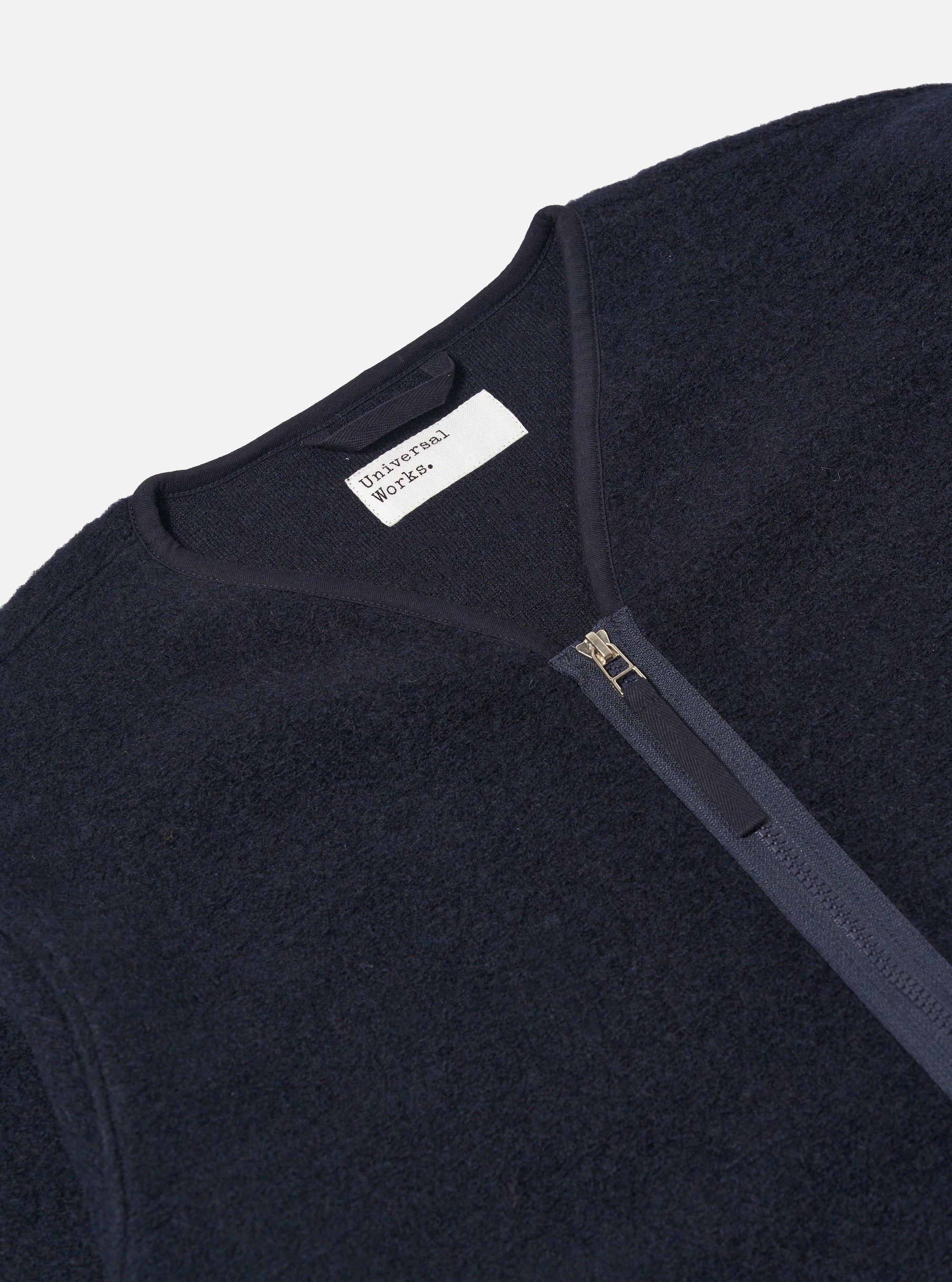 Navy Wool Fleece Zip Liner Jacket