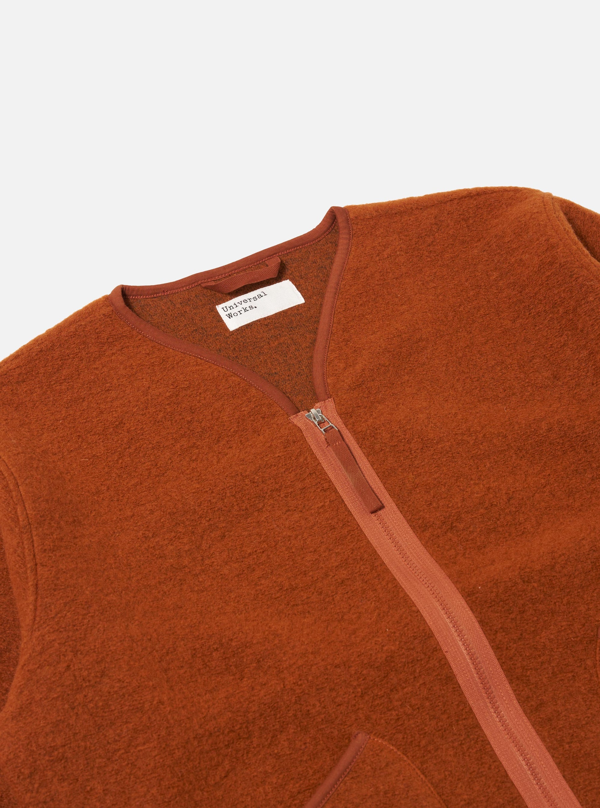 Rust Wool Fleece Zip Liner Jacket