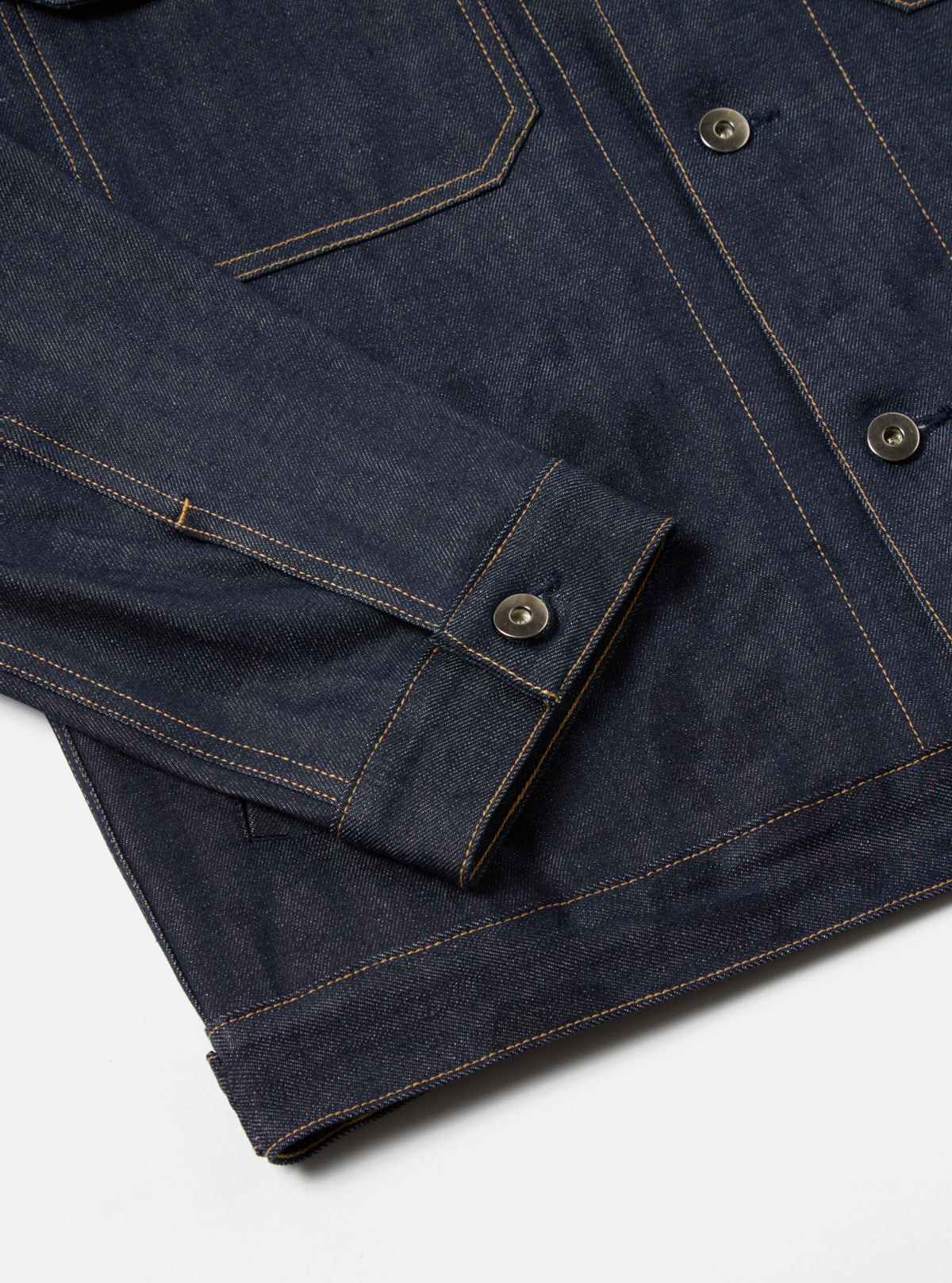 Universal Works Trucker Jacket in Indigo 13oz Selvedge Denim