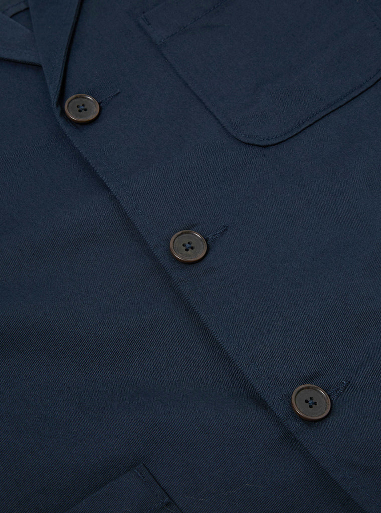 Universal Works Three Button Jacket in Navy Twill