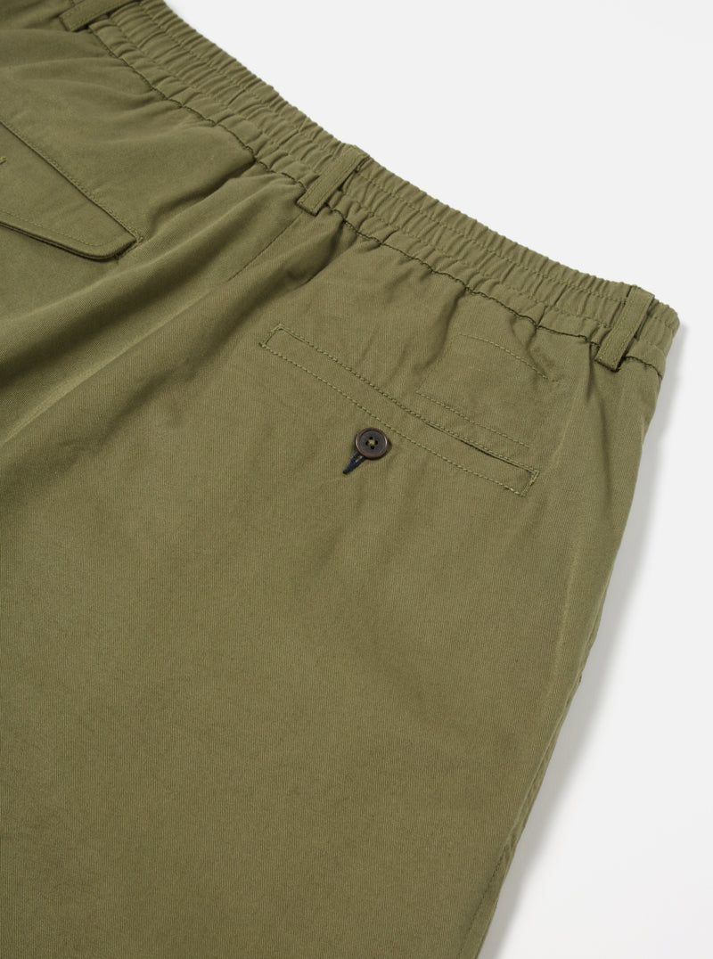 Universal Works Pleated Track Short in Light Olive Twill