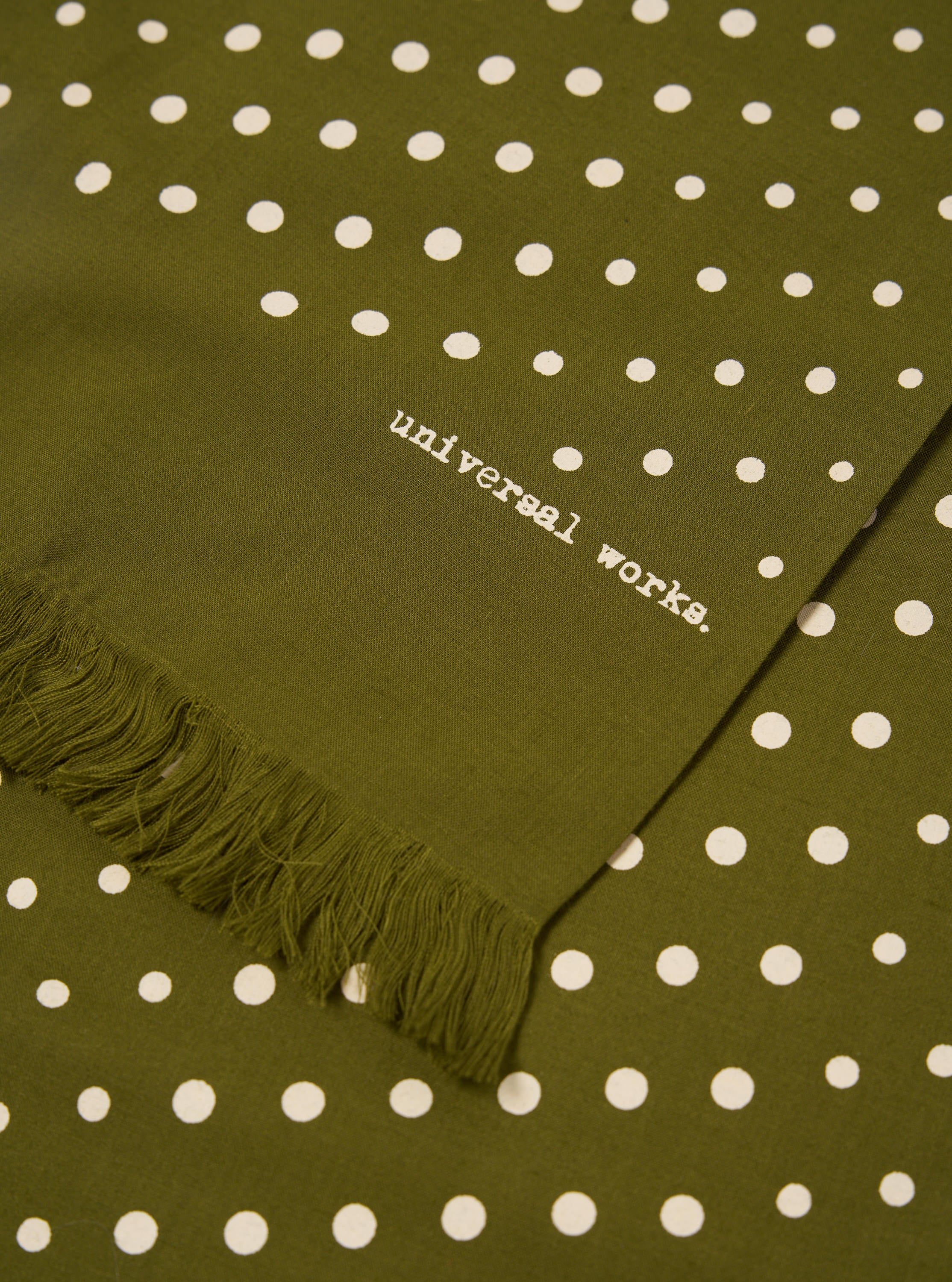 Universal Works Short Scarf in Green Dot Print