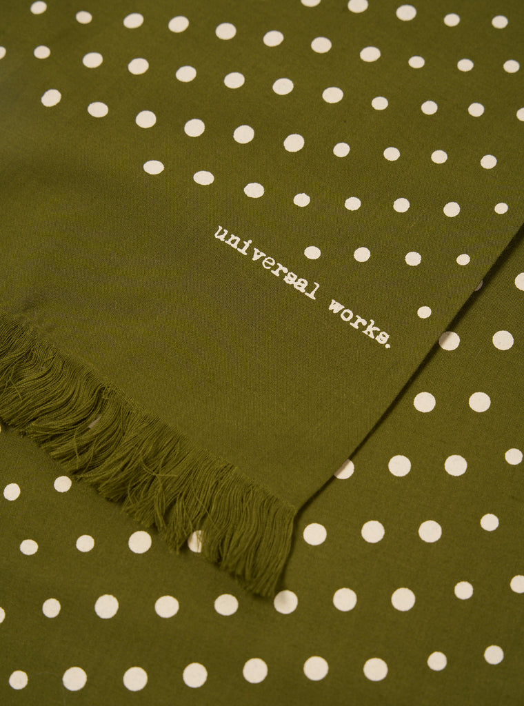 Universal Works Short Scarf in Green Dot Print