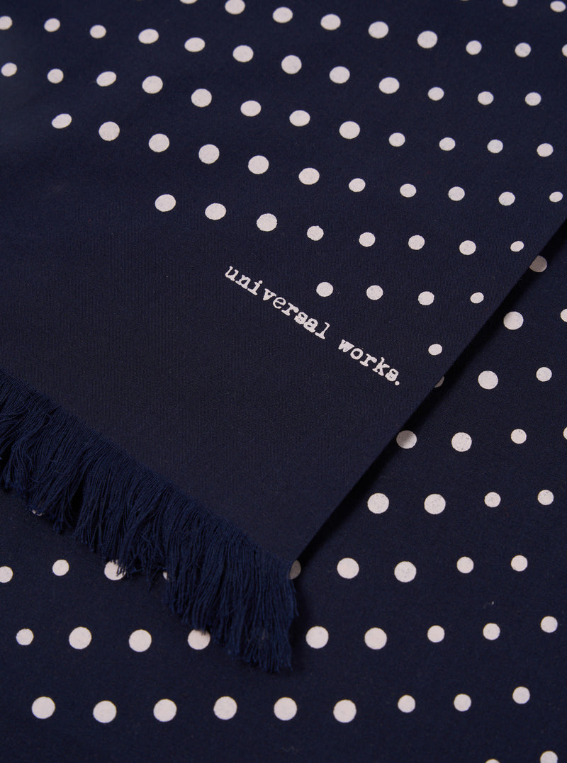 Universal Works Short Scarf in Navy Dot Print