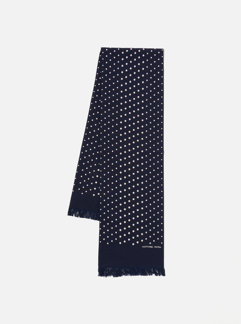 Universal Works Short Scarf in Navy Dot Print