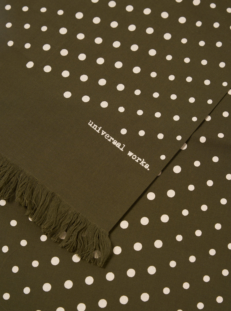 Universal Works Short Scarf in Olive Dot Print