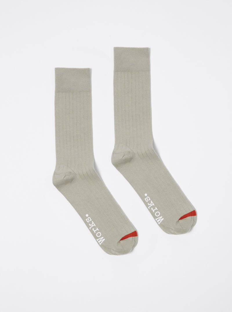 Universal Works Modal Sock in Grey Rib Knit