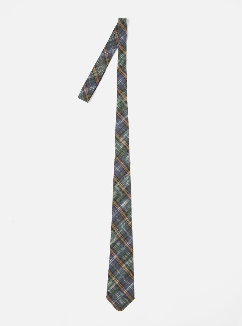 Universal Works Tie in Green Ikat Twill Check