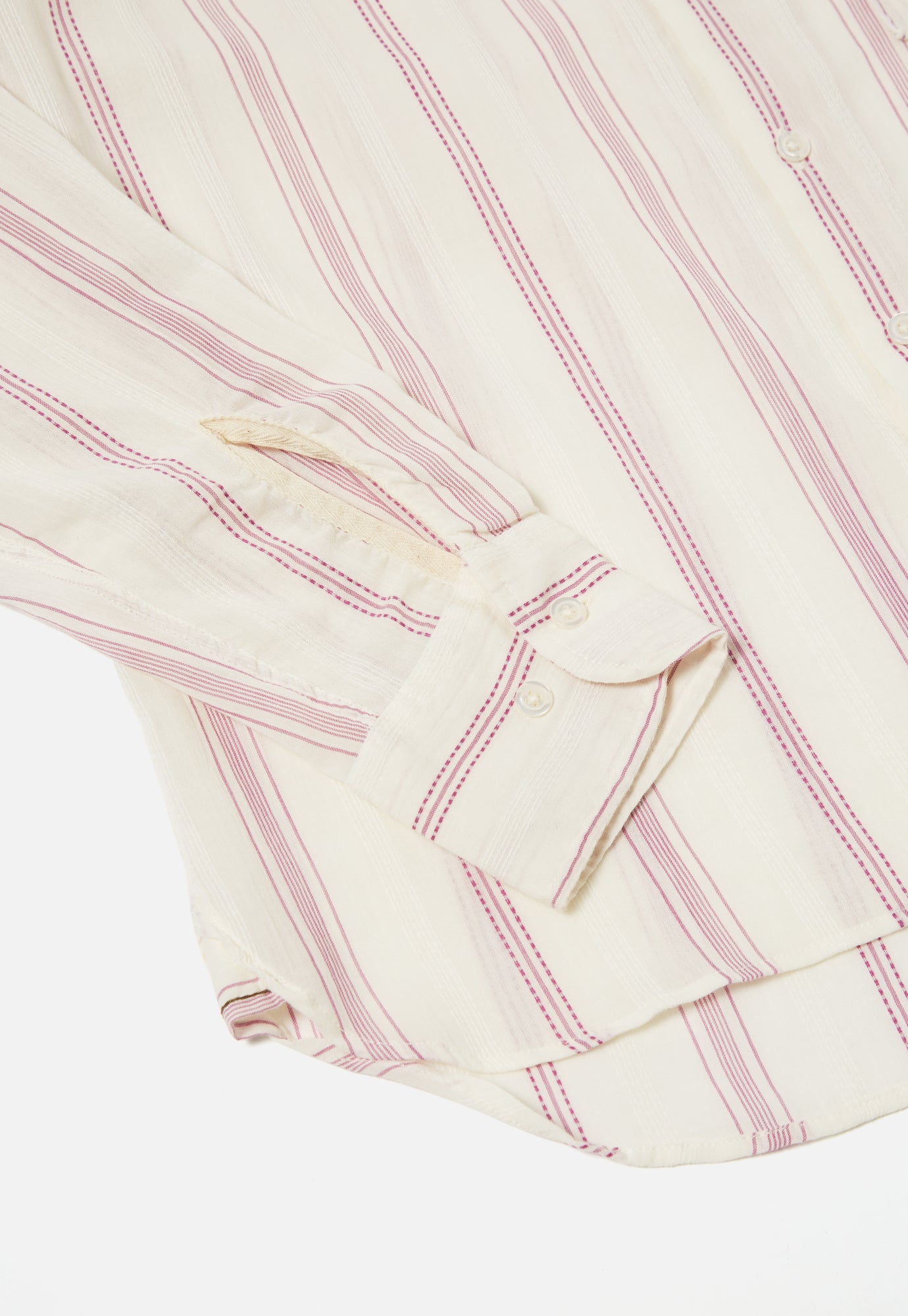 Universal Works Square Pocket Shirt in Ecru/Lilac Hendrix Curry Stripe