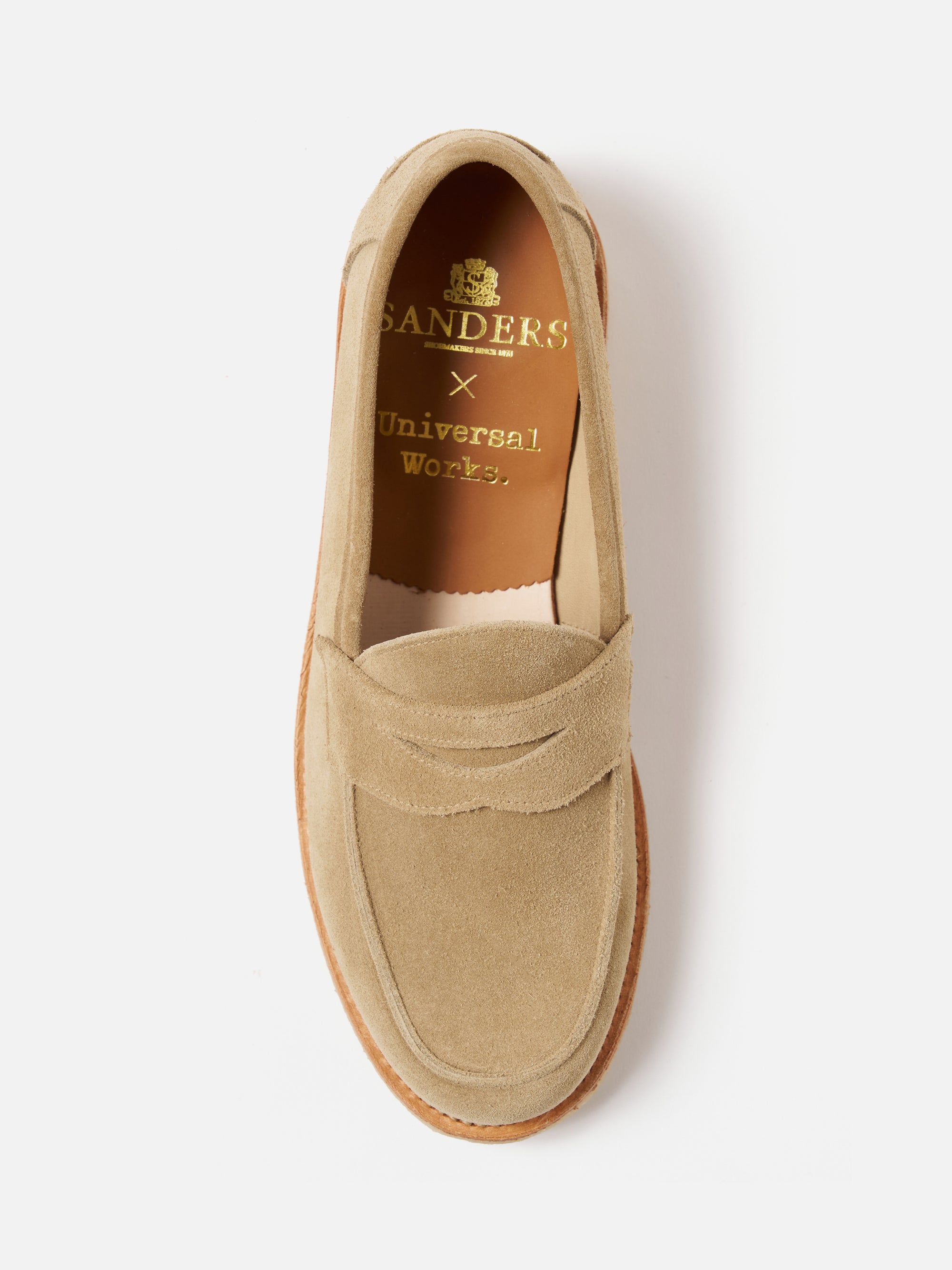 Sanders for Universal Works Edwin Loafer in Milkshake Suede