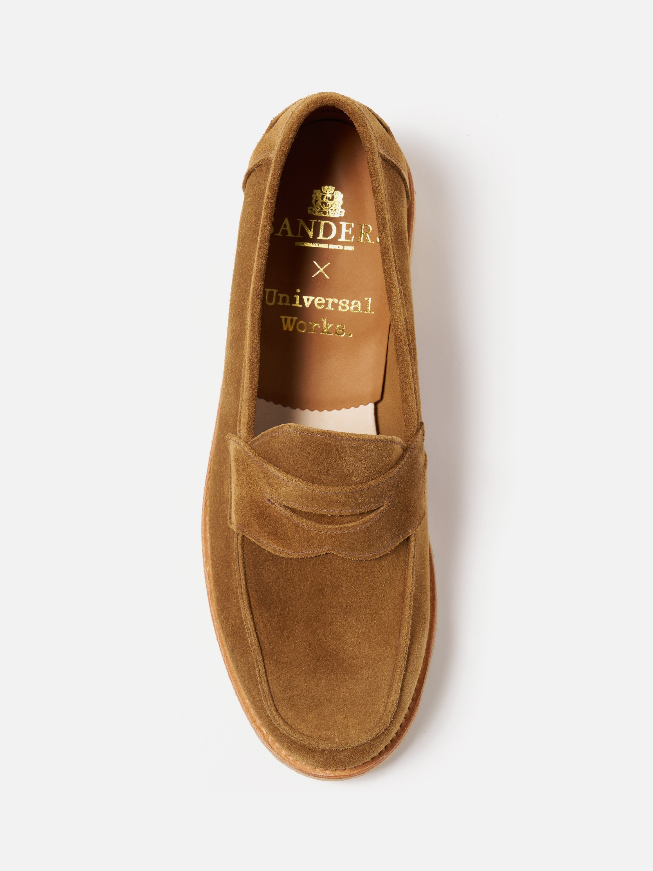 Sanders for Universal Works Edwin Loafer in Tobacco Suede