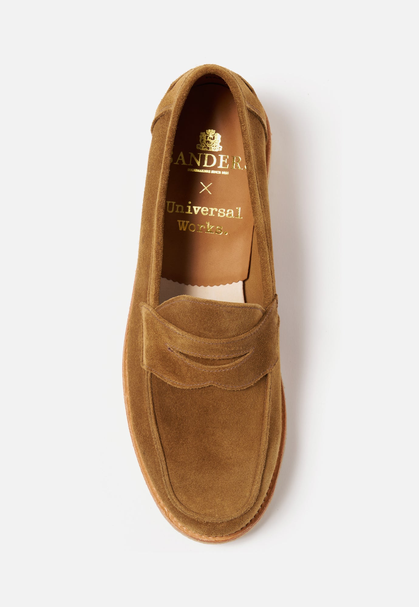 Sanders for Universal Works Edwin Loafer in Tobacco Suede