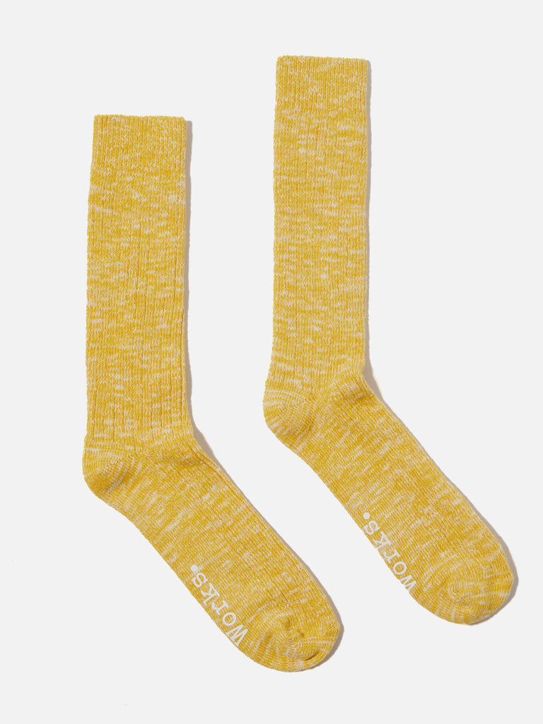 Universal Works Slub Sock in Yellow Slub Knit